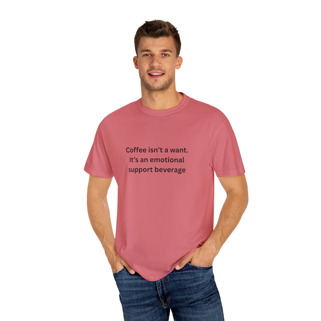 Coffee Support Unisex T-shirt, Emotional Support Beverage Tee, Gift for Coffee Lovers, Casual Wear, Funny Coffee Shirt