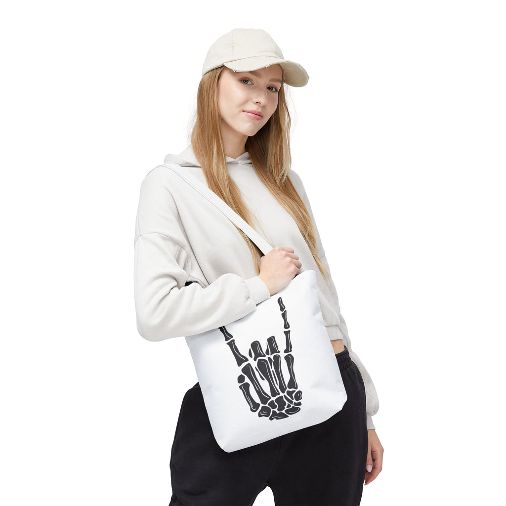 Rock On Skeleton Tote Bag, Goth Tote, Halloween Accessory, Cute Gift for Teens, Festival Bag, Band Merchandise