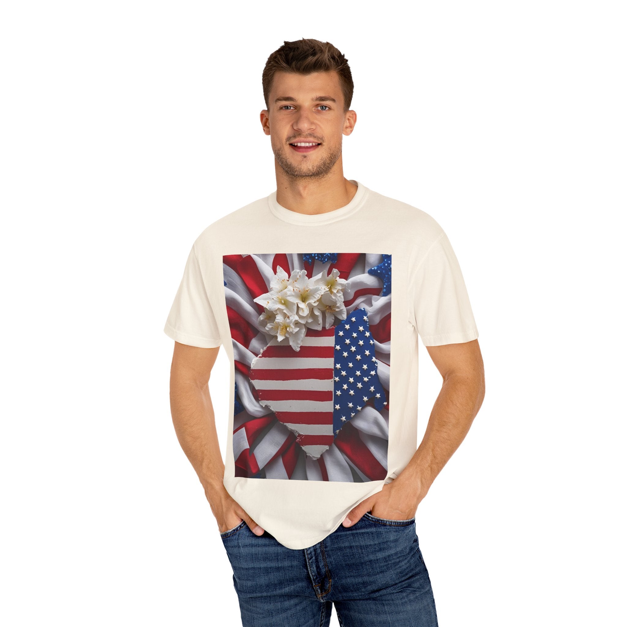 Patriotic Heart T-shirt for Festive Celebrations, 4th of July Apparel, Unisex Graphic Tee, American Pride Shirt, Independence Day Gift