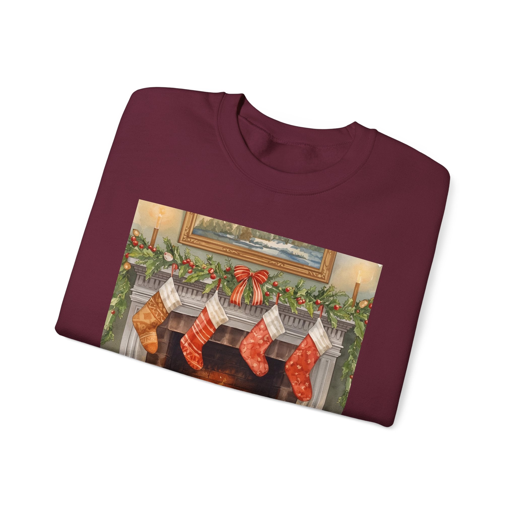 Christmas Stocking Fireplace Unisex Heavy Blend™ Crewneck Sweatshirt