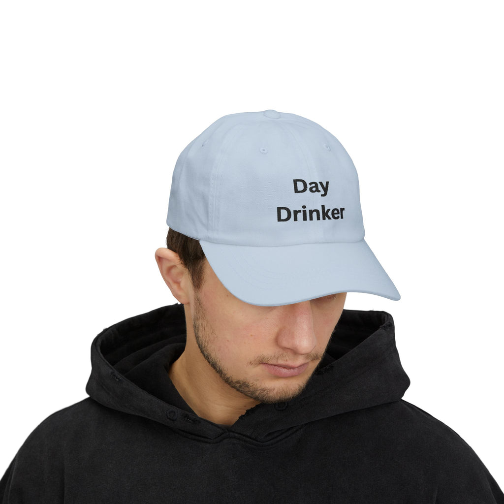 White Dad Cap with 'Day Drinker' | Casual Hat for Dads, Summer Fun, Gifts for Father's Day, Relaxed Style