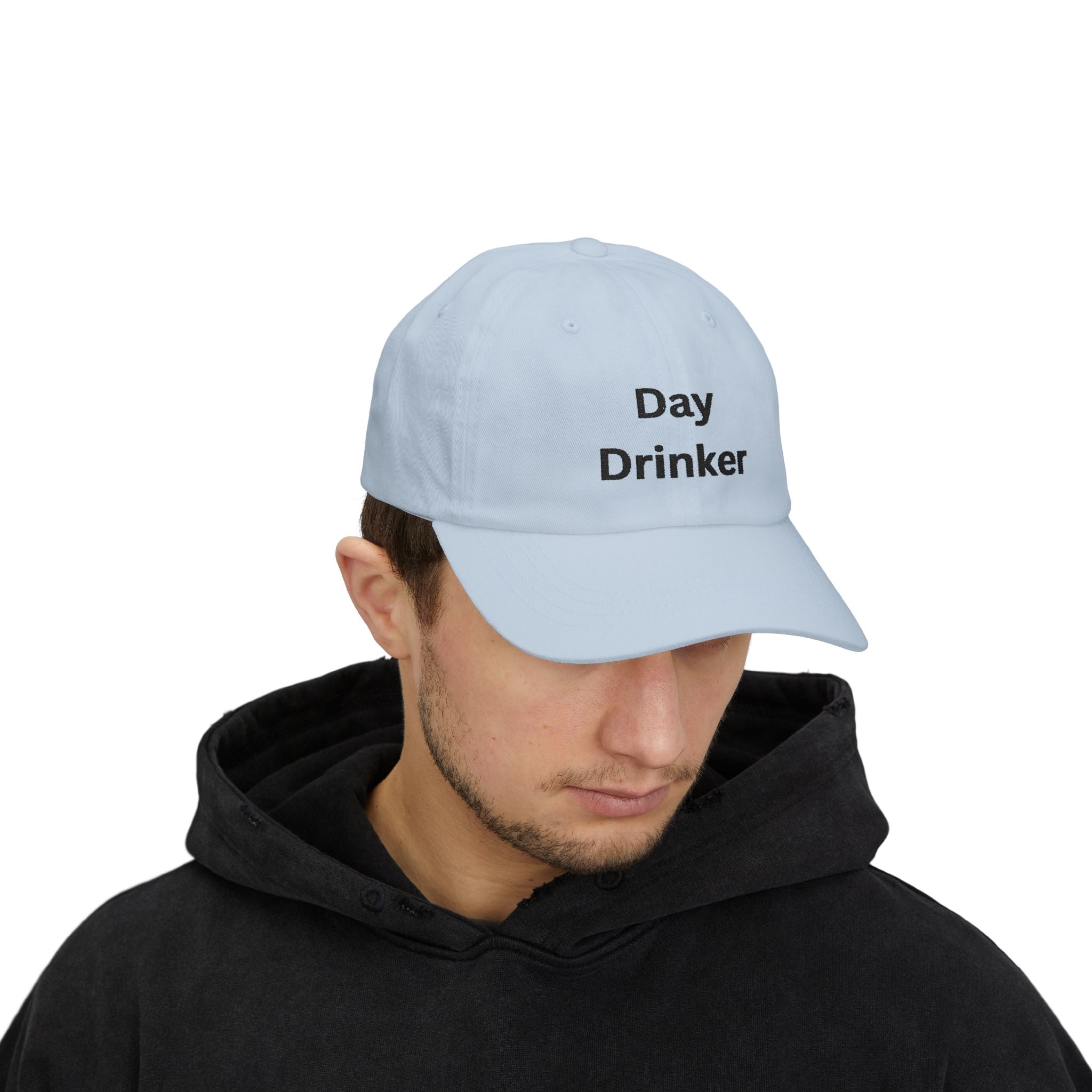 White Dad Cap with 'Day Drinker' | Casual Hat for Dads, Summer Fun, Gifts for Father's Day, Relaxed Style