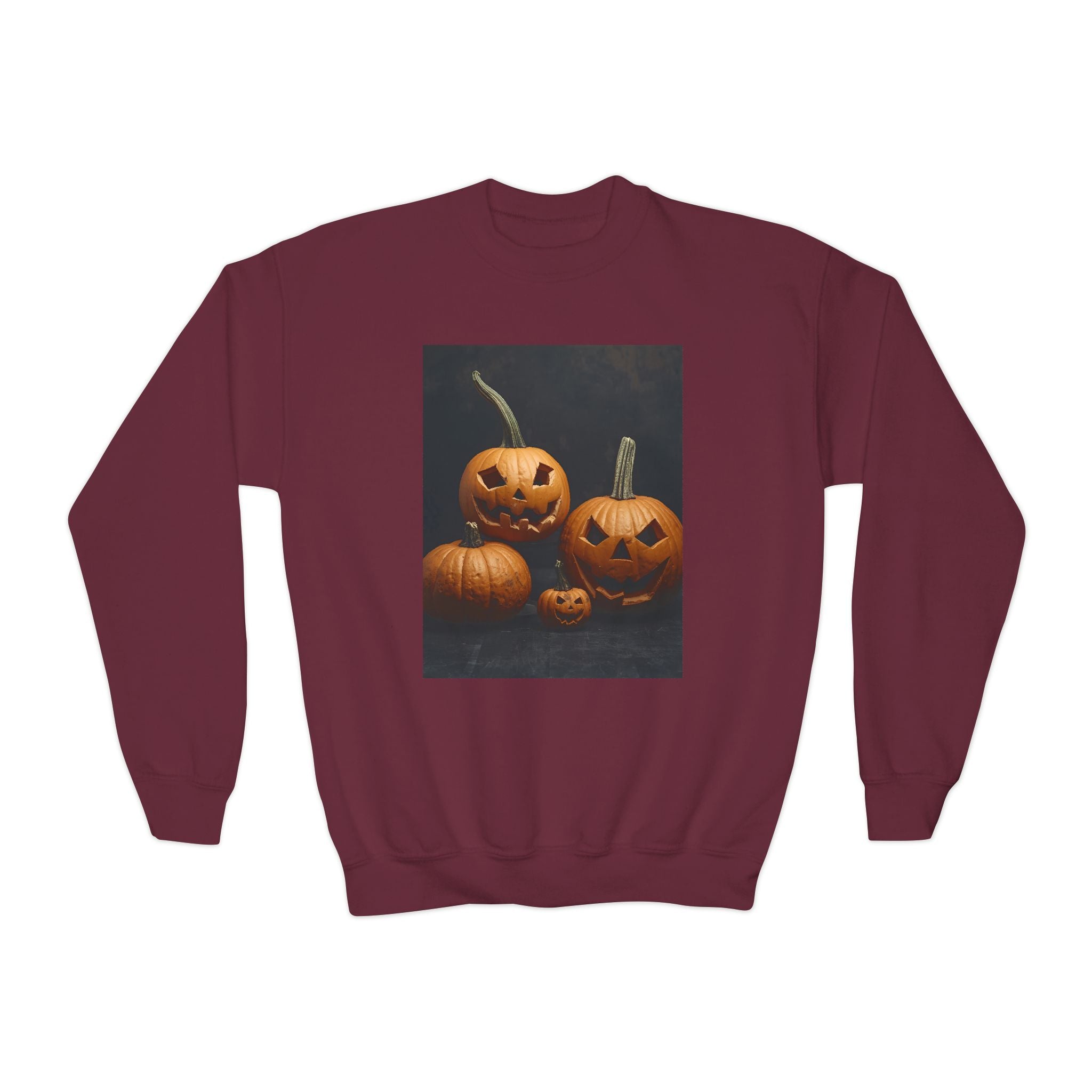 Spooky Halloween Pumpkin Youth Crewneck Sweatshirt