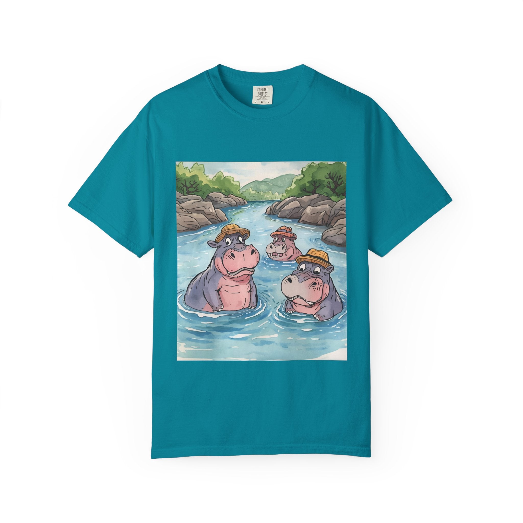 Hippo Adventure Unisex T-Shirt, Cute Animal Tee, Gift for Nature Lovers, Casual Wear, Birthday and Summer Vibe