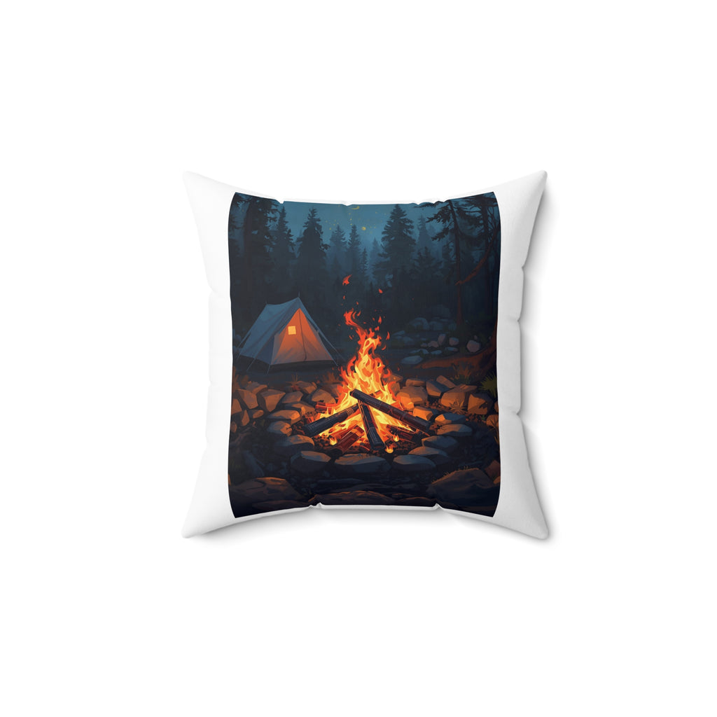 Cozy Camping Vibes Square Pillow, Outdoor Decor, Camping Gift, Rustic Home Accent, Nature Lover's Cushion