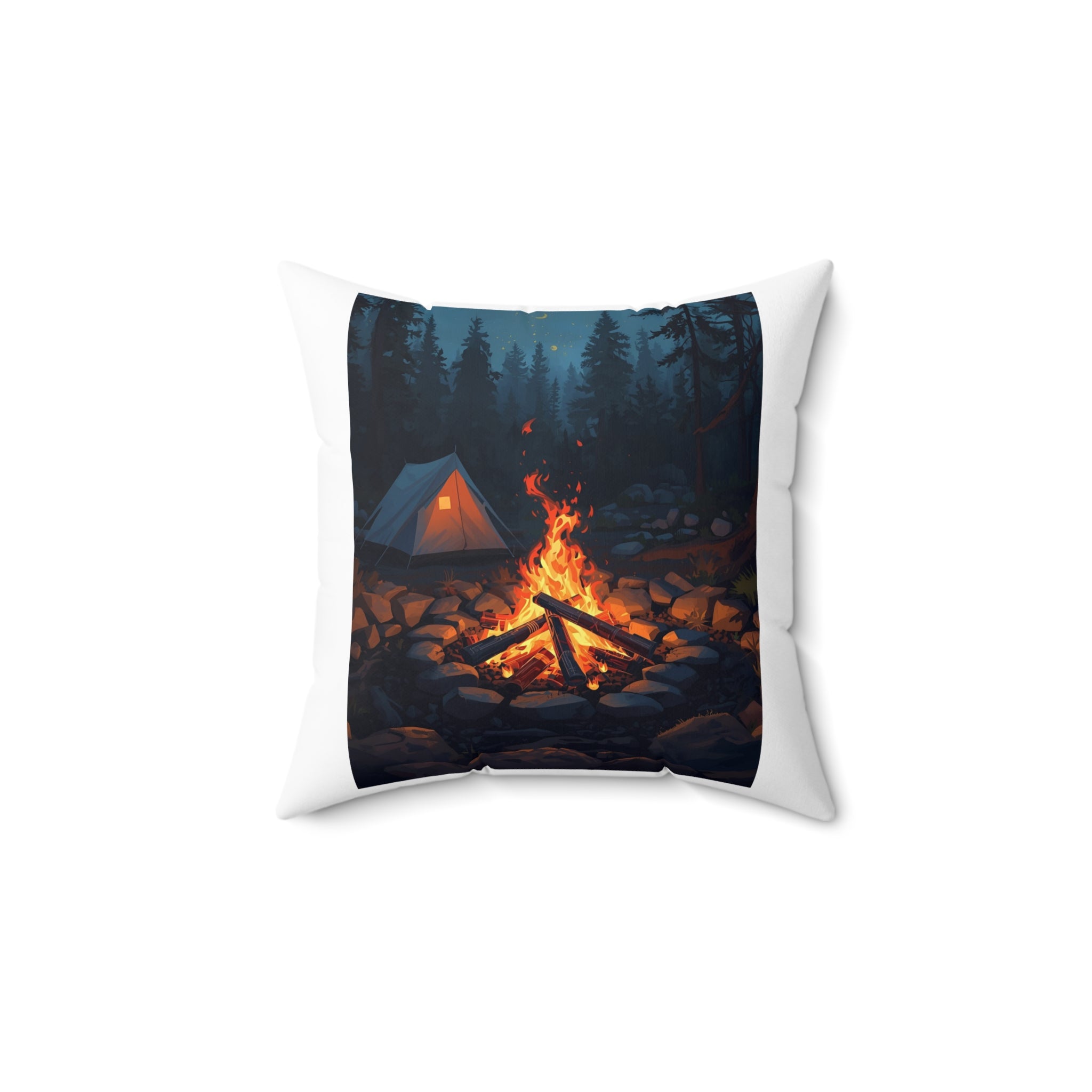 Cozy Camping Vibes Square Pillow, Outdoor Decor, Camping Gift, Rustic Home Accent, Nature Lover's Cushion