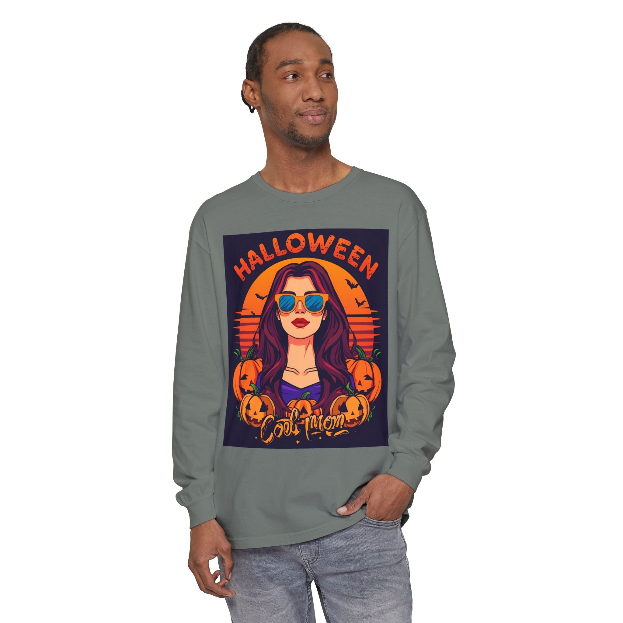 Halloween Themed Unisex Garment-dyed Long Sleeve T-Shirt