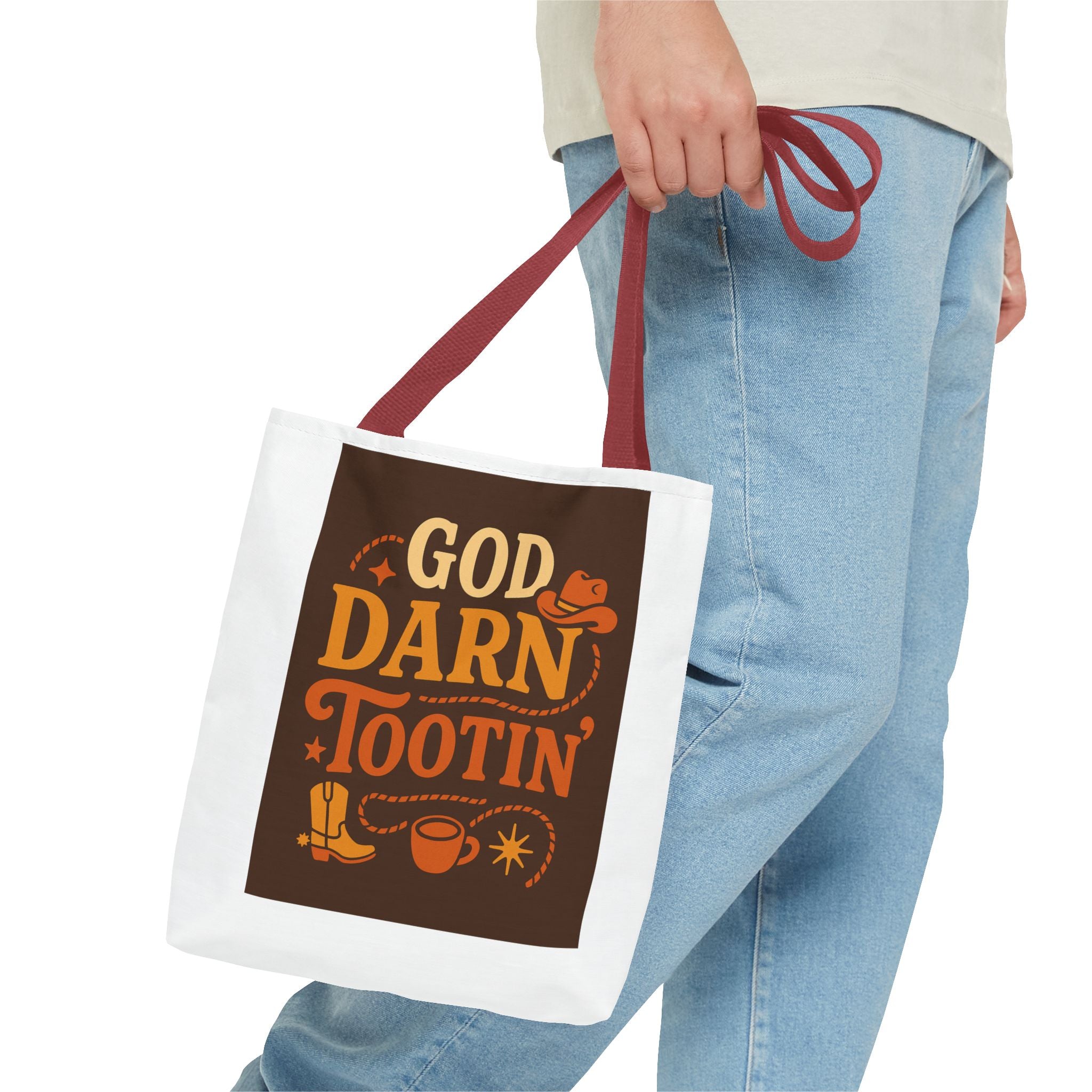 Western-Themed Tote Bag with 'God Darn Tootin' Design, Cowgirl Tote, Funny Grocery Bag, Cowboy Gift, Unique Beach Bag, Tote for Festivals