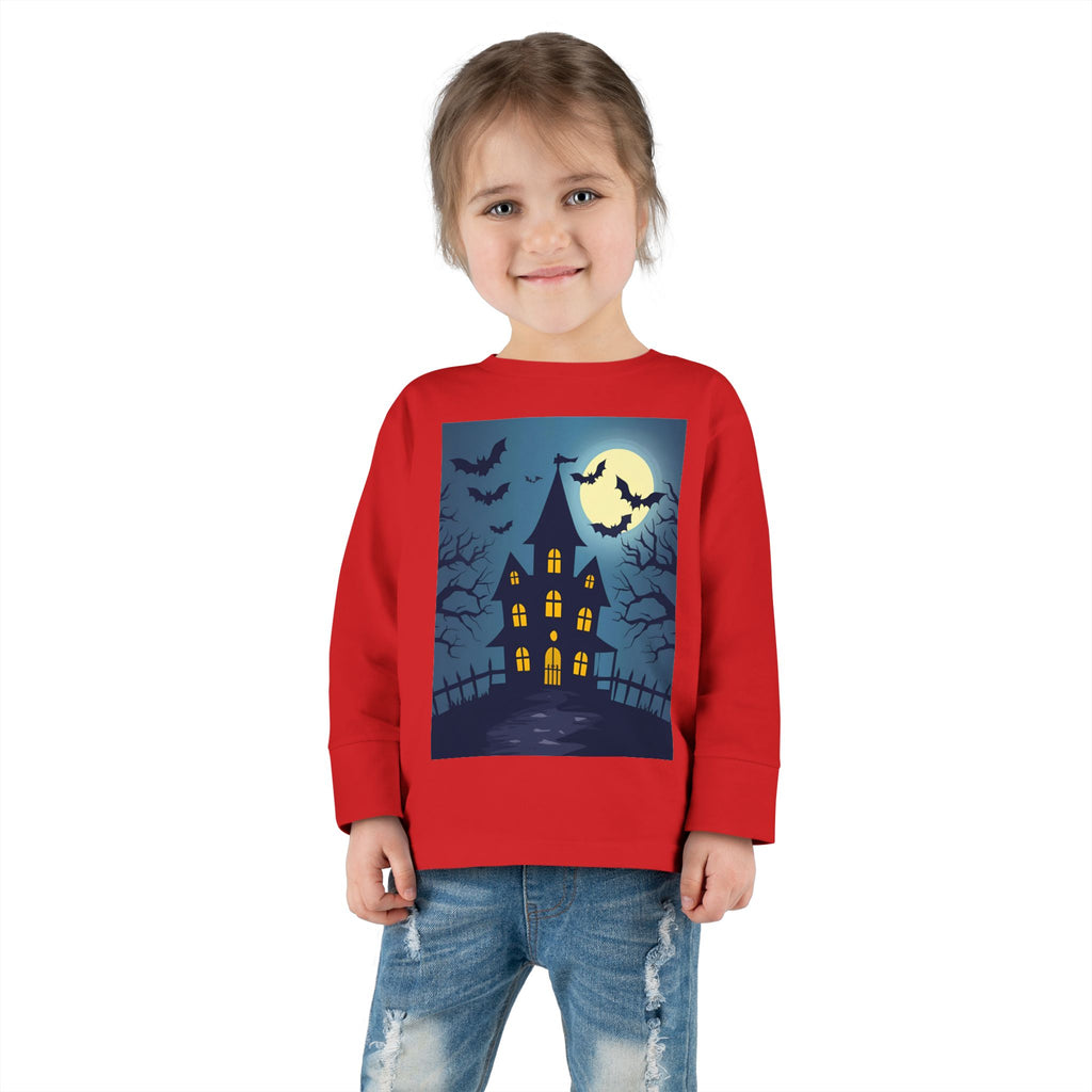 Halloween Haunted House Toddler Halloween Long Sleeve Tee, Spooky Haunted House Shirt, Kids Halloween Costume Top, Fall Festive Apparel, Trick or Treat Clothing