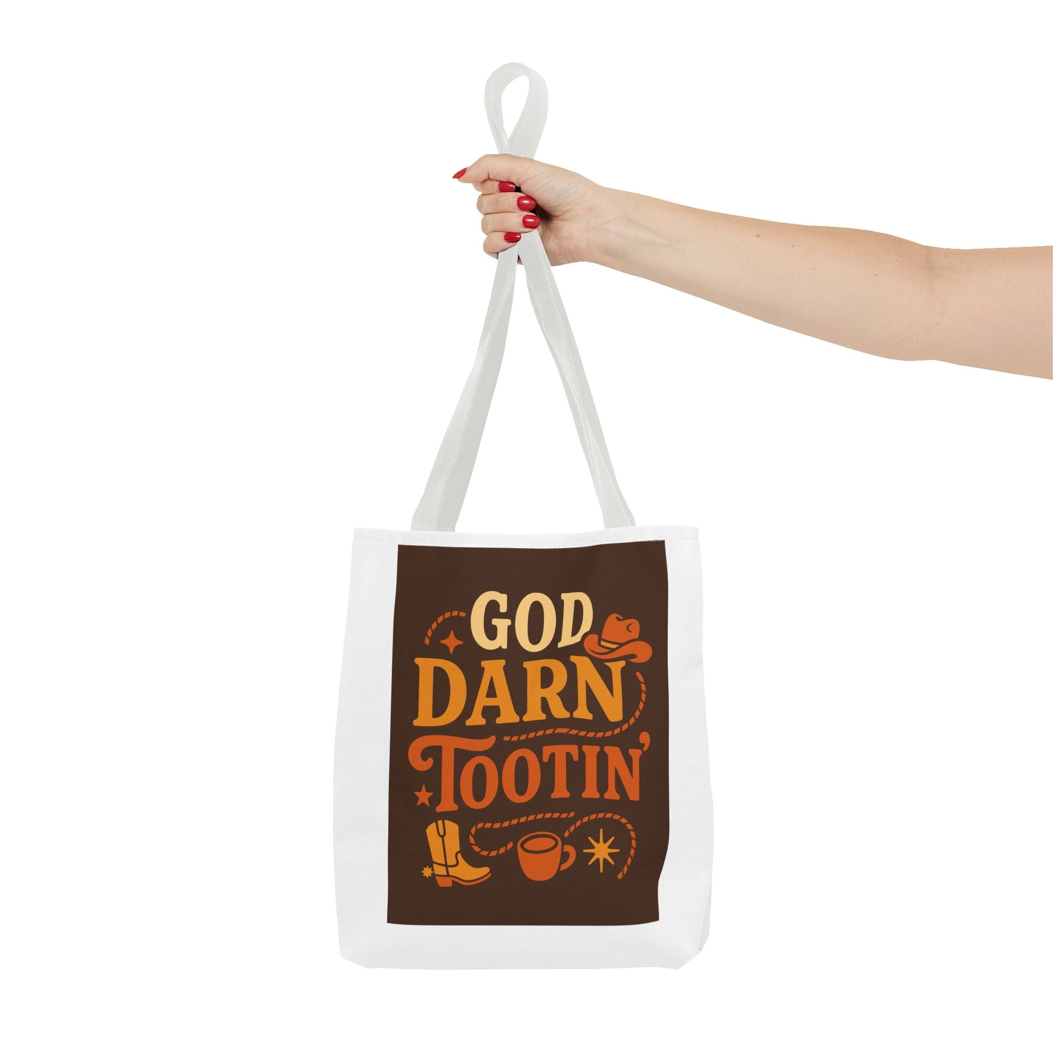 Western-Themed Tote Bag with 'God Darn Tootin' Design, Cowgirl Tote, Funny Grocery Bag, Cowboy Gift, Unique Beach Bag, Tote for Festivals