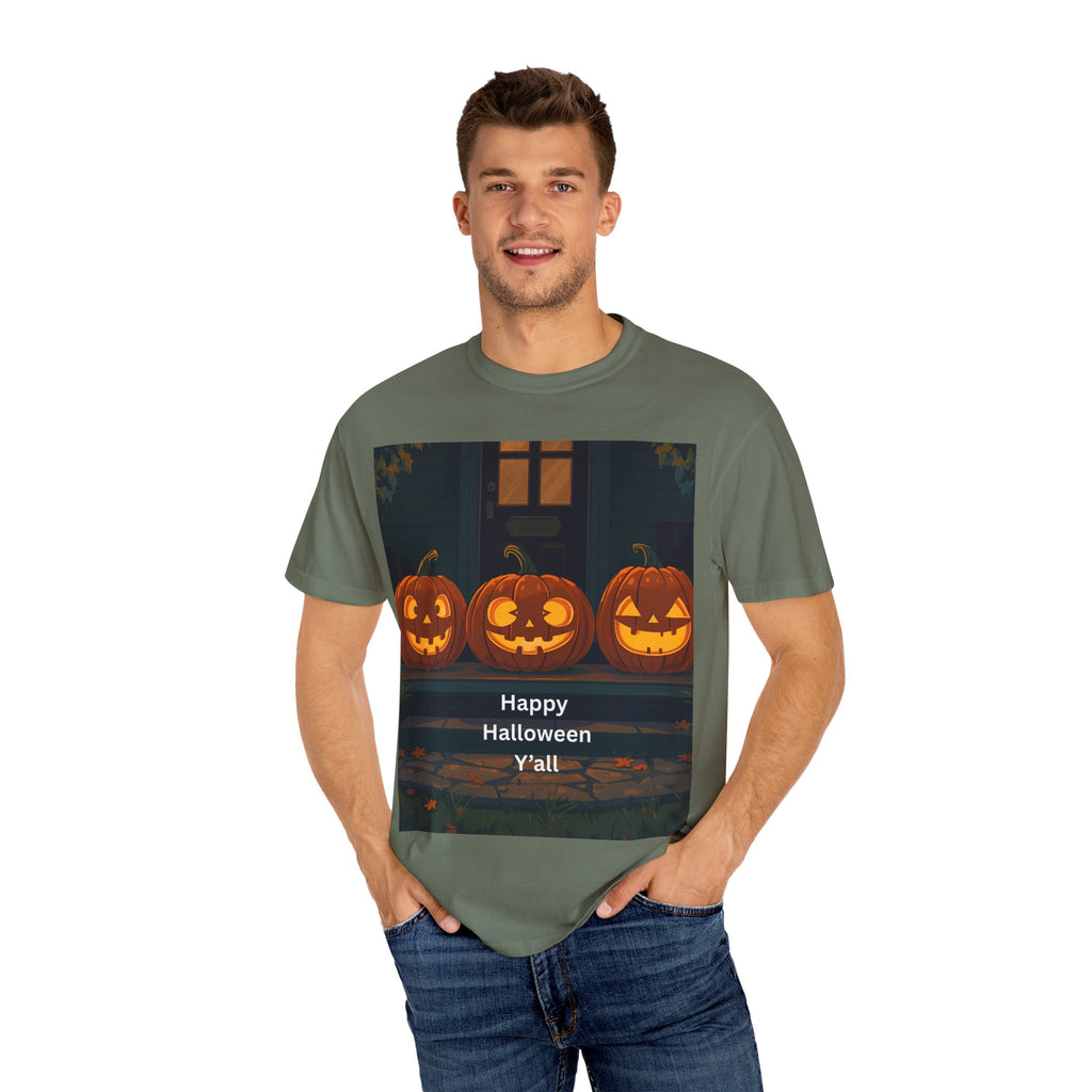 Happy Halloween Unisex T-Shirt, Spooky Season Apparel, Halloween Costume, Fall T-Shirt, Pumpkin Design Shirt, Y'all Graphic Tee