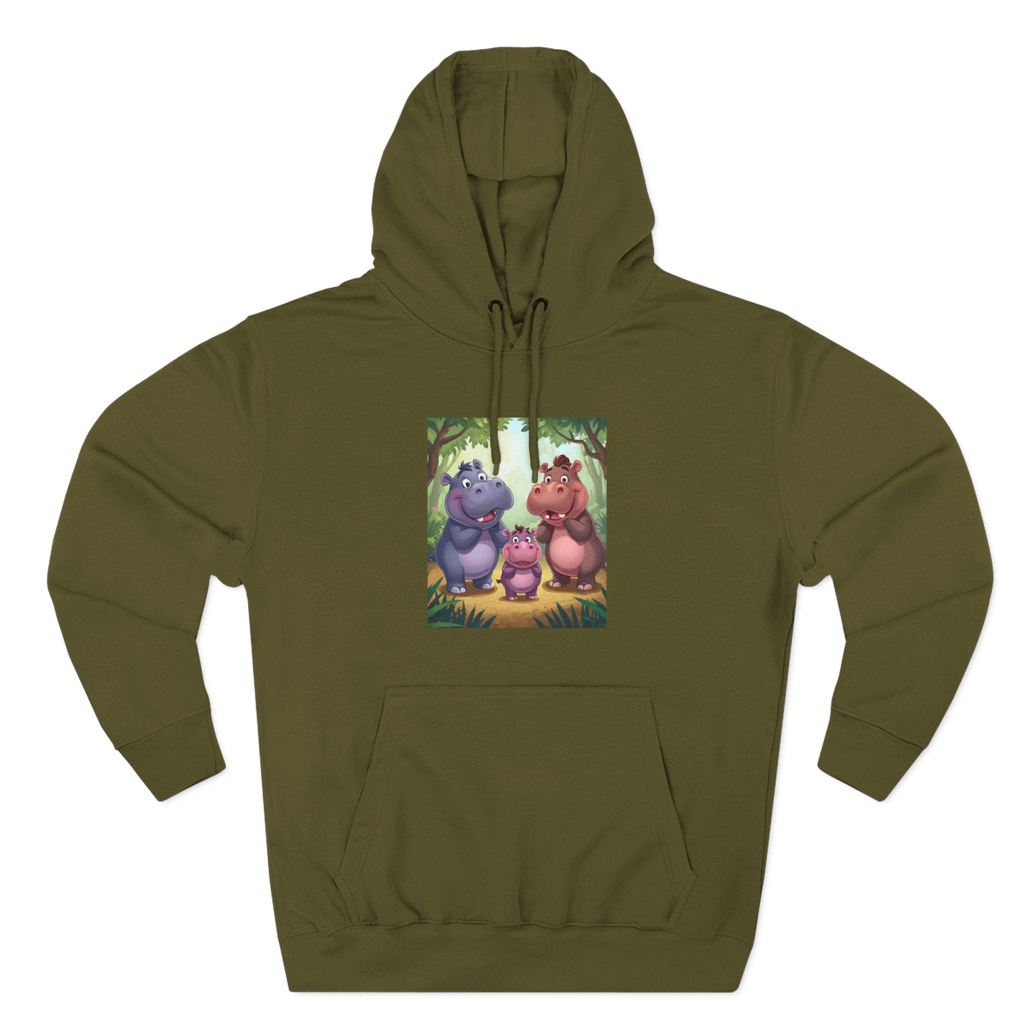 Hippo Cute Three-Panel Fleece Hoodie