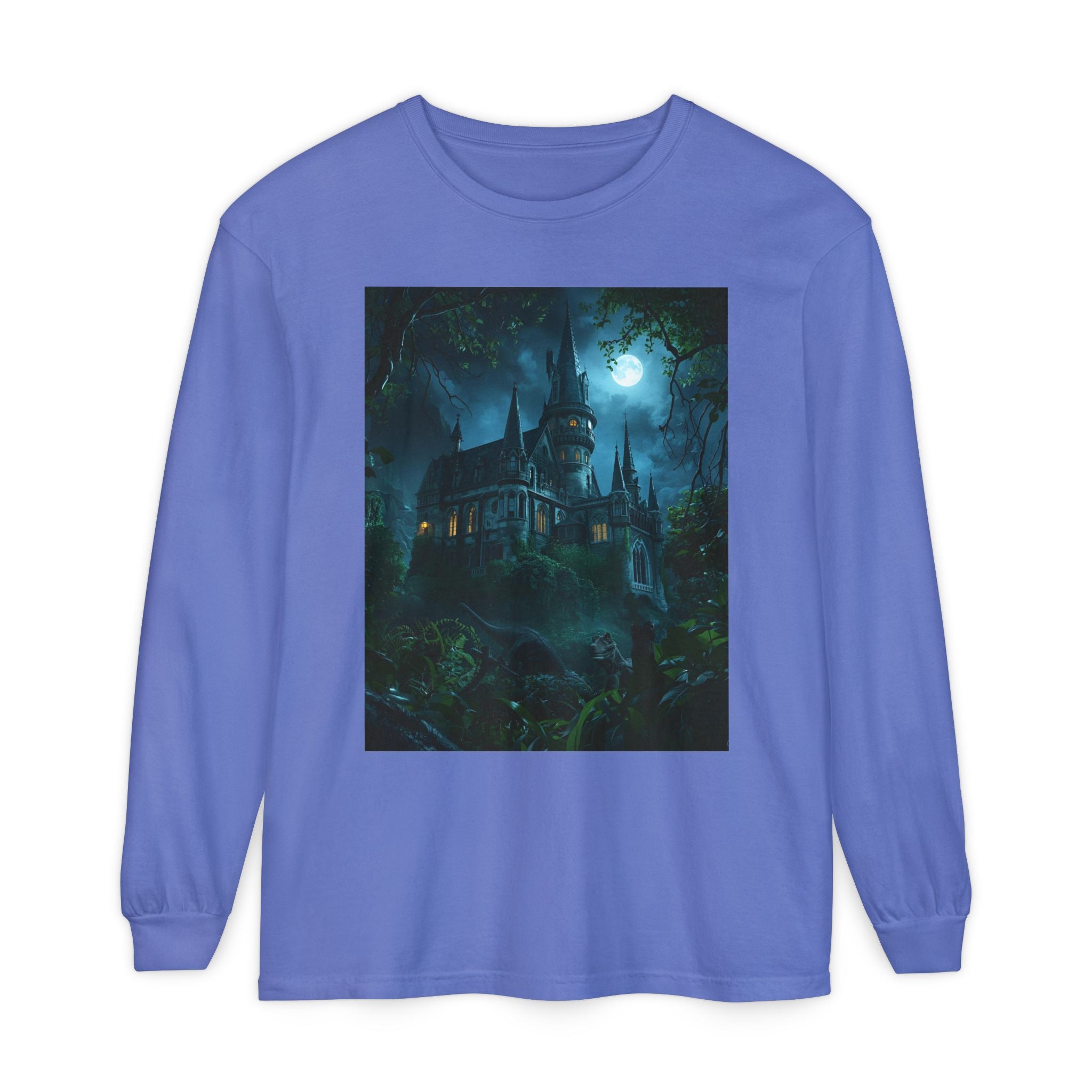Mystical Night Scene Unisex Garment-dyed Long Sleeve T-Shirt