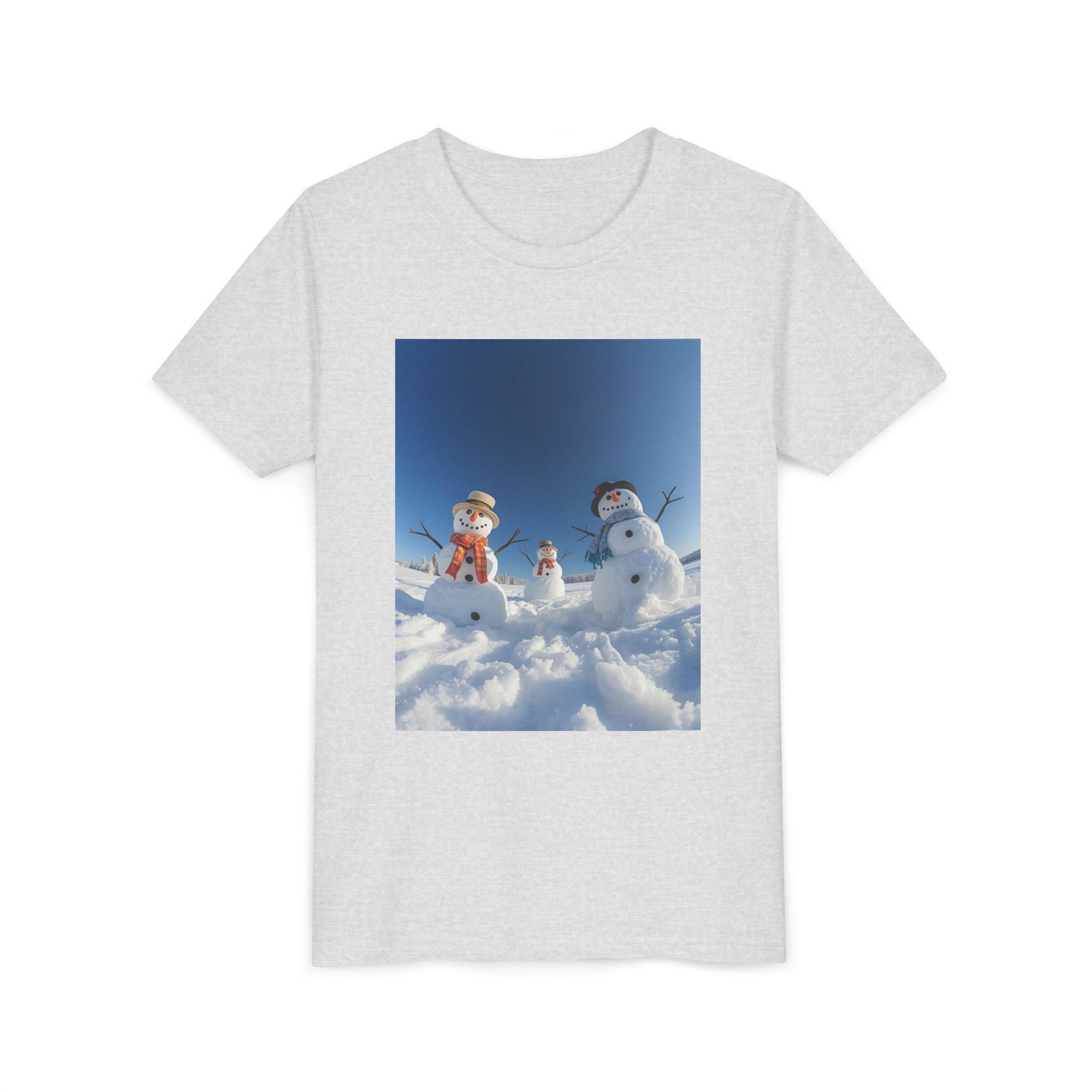 Festive Christmas Snowman Family Youth Short Sleeve Tee