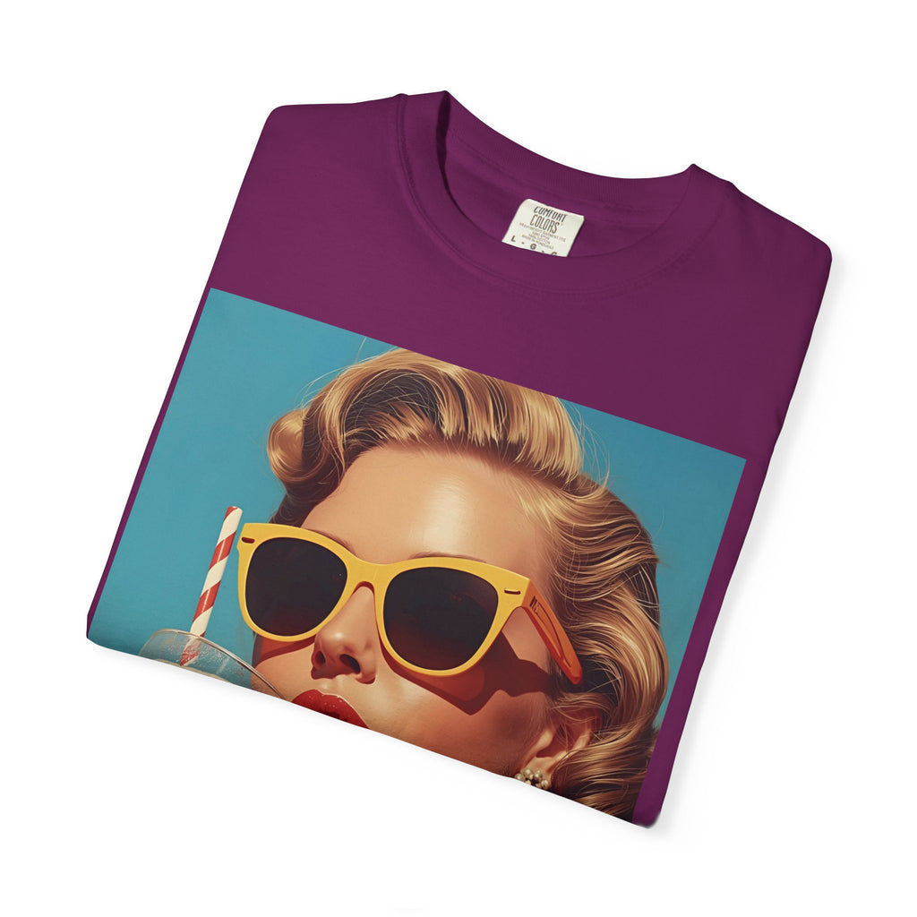 Retro Pop Art Summer Vibe T-shirt | Unisex Garment-Dyed Tee, Vintage Style Shirt, Trendy Summer Wear, Perfect Gift for Her, Casual Everyday Top