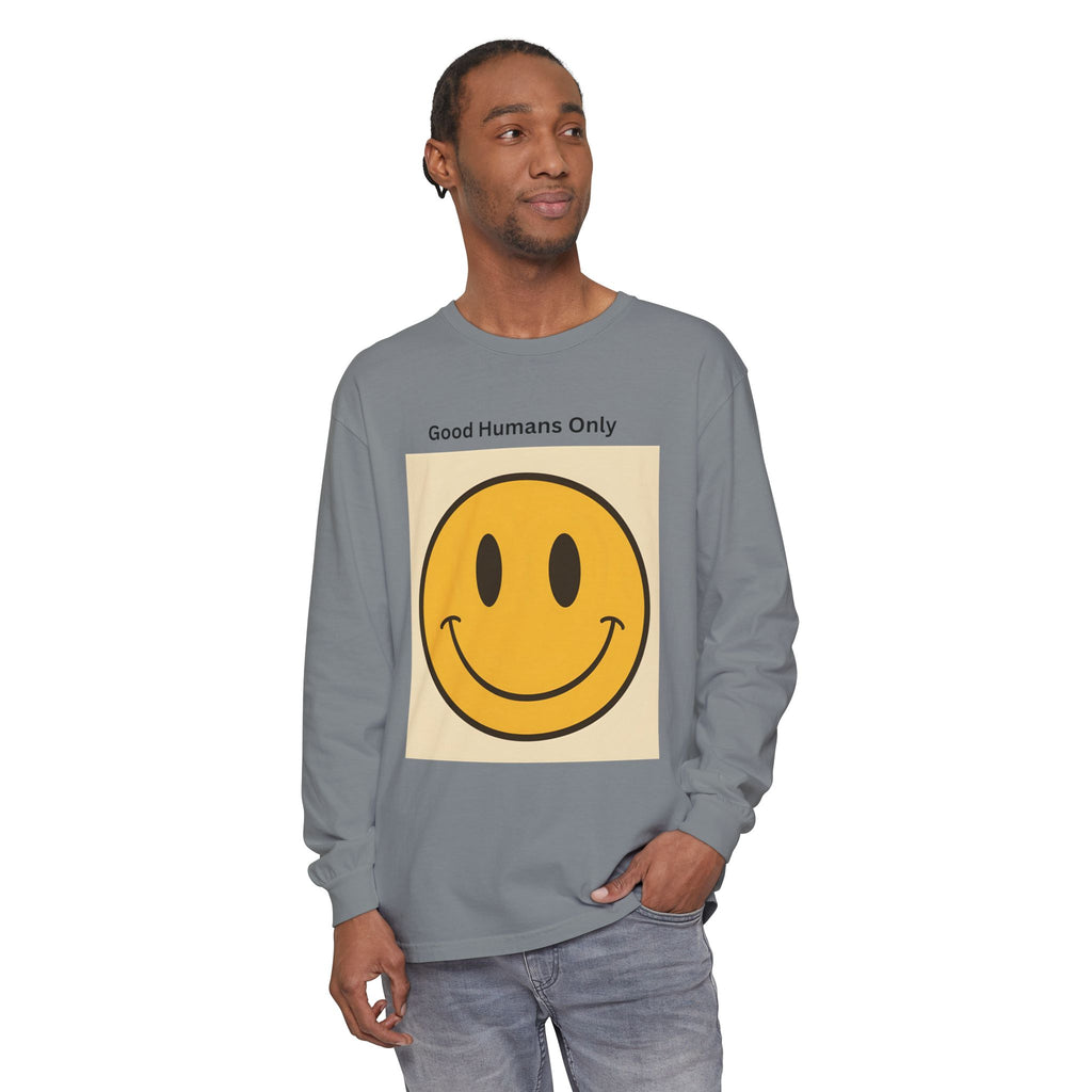 Smiley Face Unisex Garment-dyed Long Sleeve T-Shirt