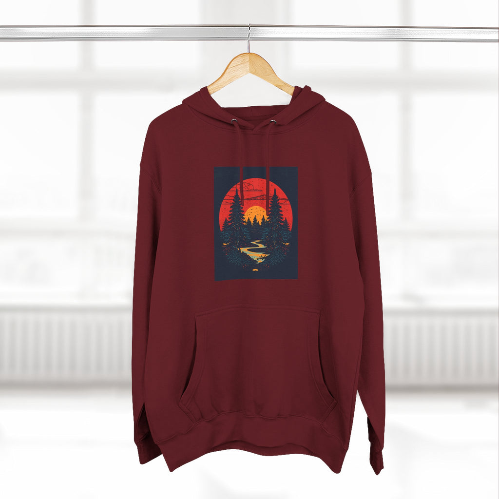 Cozy Nature Sunset Hoodie, Graphic Fleece Sweatshirt, Outdoor Apparel, Fall Fashion, Gift for Nature Lovers, Winter Wear