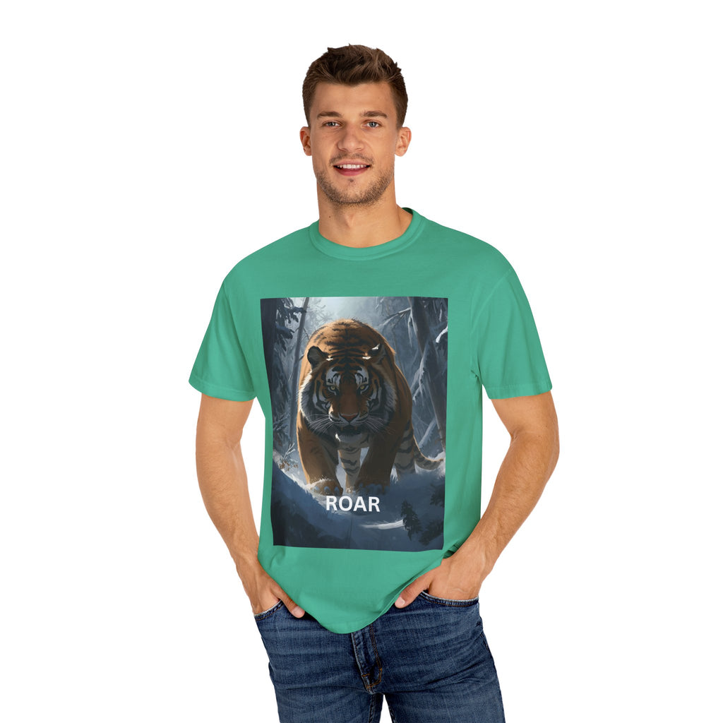 Tiger Roar Snow Unisex T-Shirt, Animal Lover Gift, Wildlife Tee, Casual Wear, Adventure Shirt, Nature Inspired Apparel