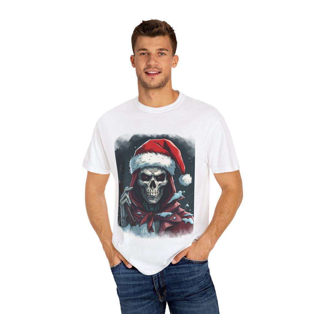 Spooky Santa Skull Graphic T-Shirt - Unisex Holiday Apparel, Christmas Gift, Casual Wear, Graphic Tee, Halloween Shirt