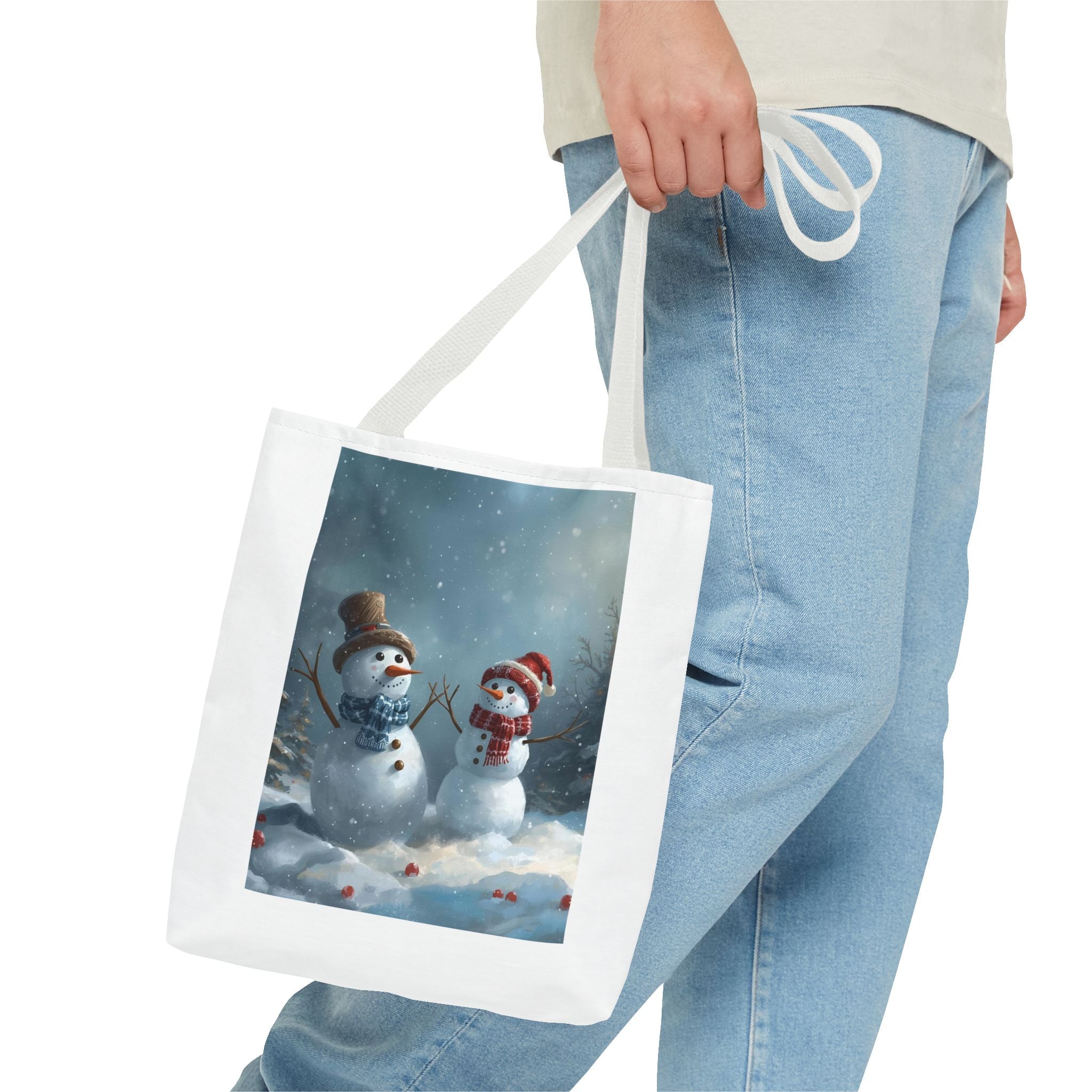 Christmas Snowman Holiday Tote Bag, Festive Bag for Christmas, Winter Shopping, Gift for Her, Reusable Eco-Friendly, Merry Holidays