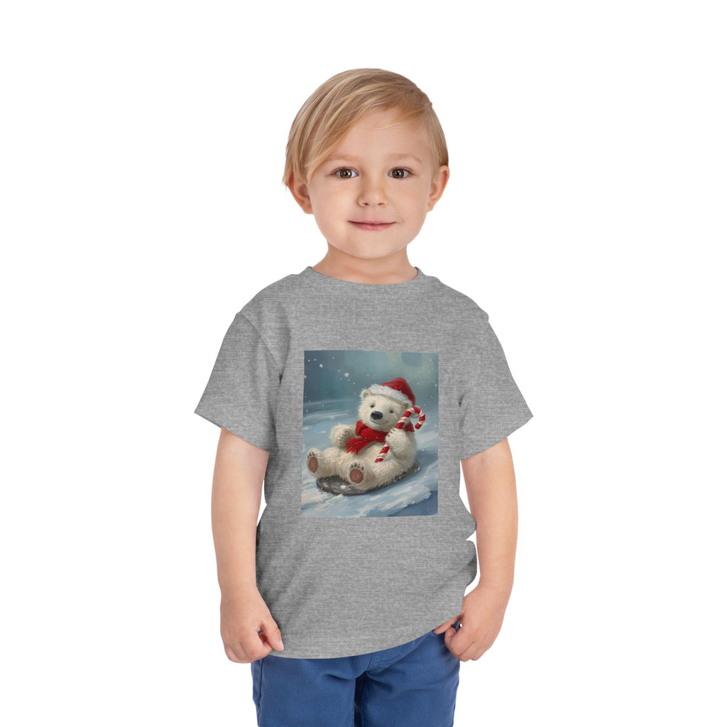 Cute Christmas Bear Toddler Short Sleeve Tee