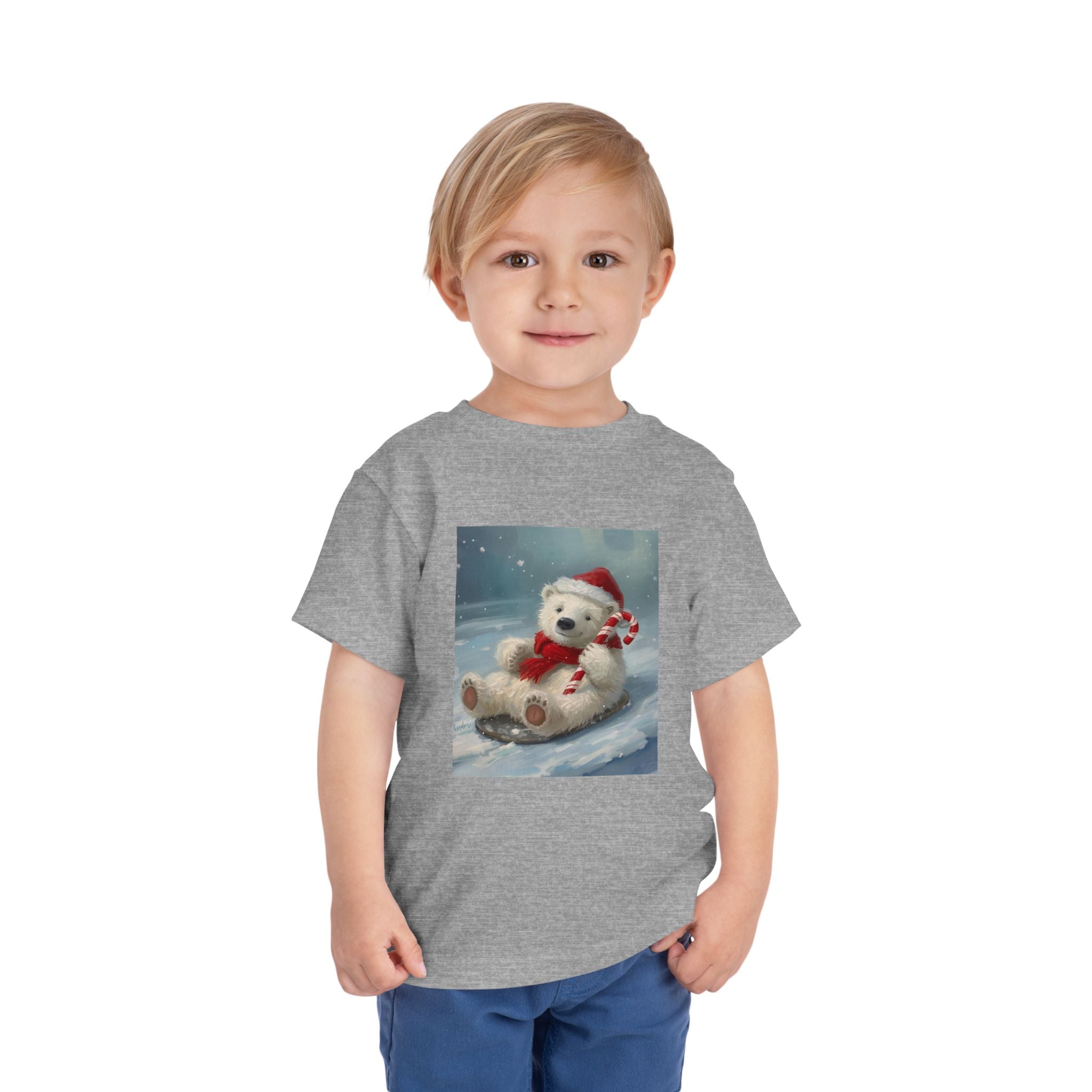 Cute Christmas Bear Toddler Short Sleeve Tee