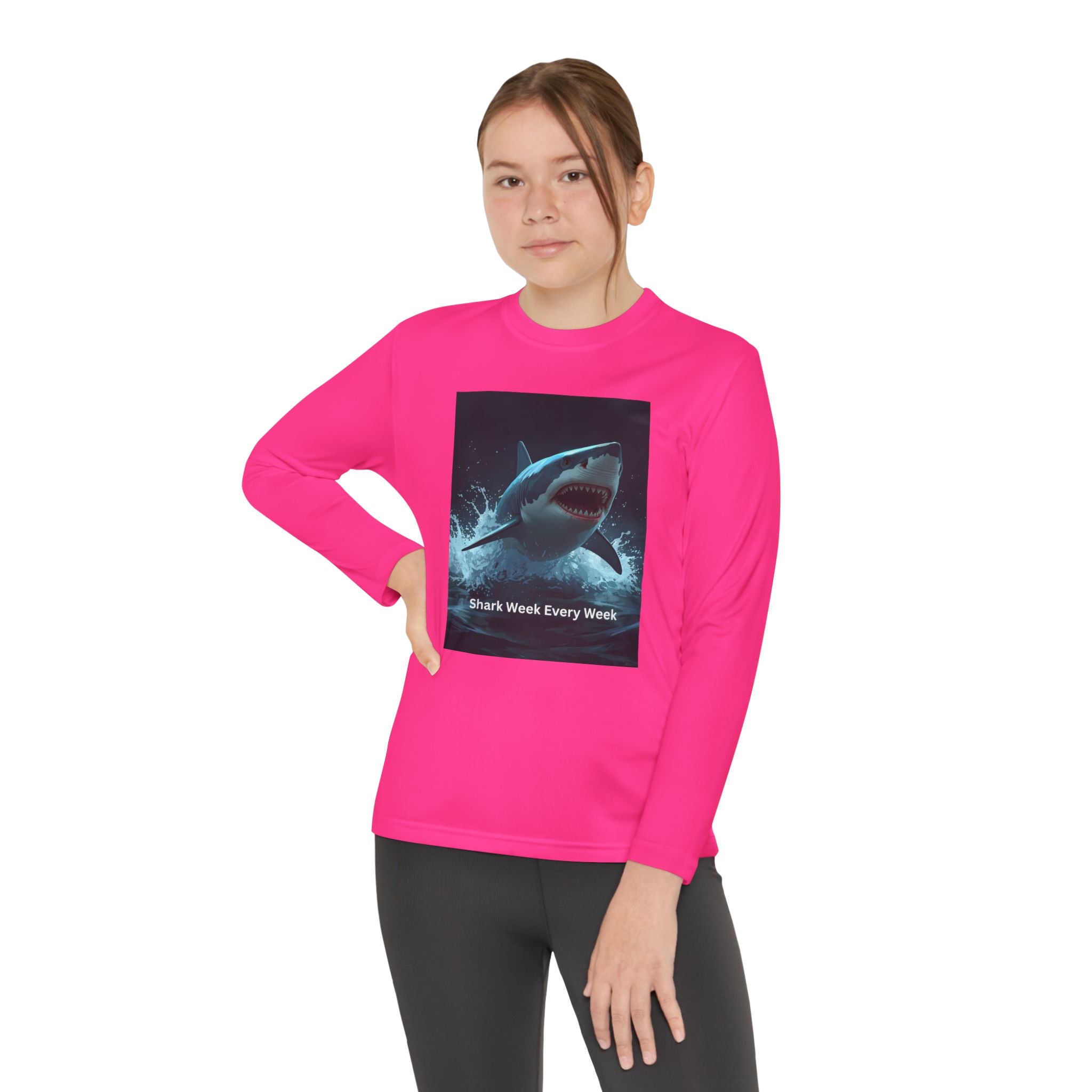 Shark Week Youth Long Sleeve Tee - Funny Ocean Shirt, Kids Gift, Summer Wear, Cool Tee, Swim Shirt, Beach Apparel