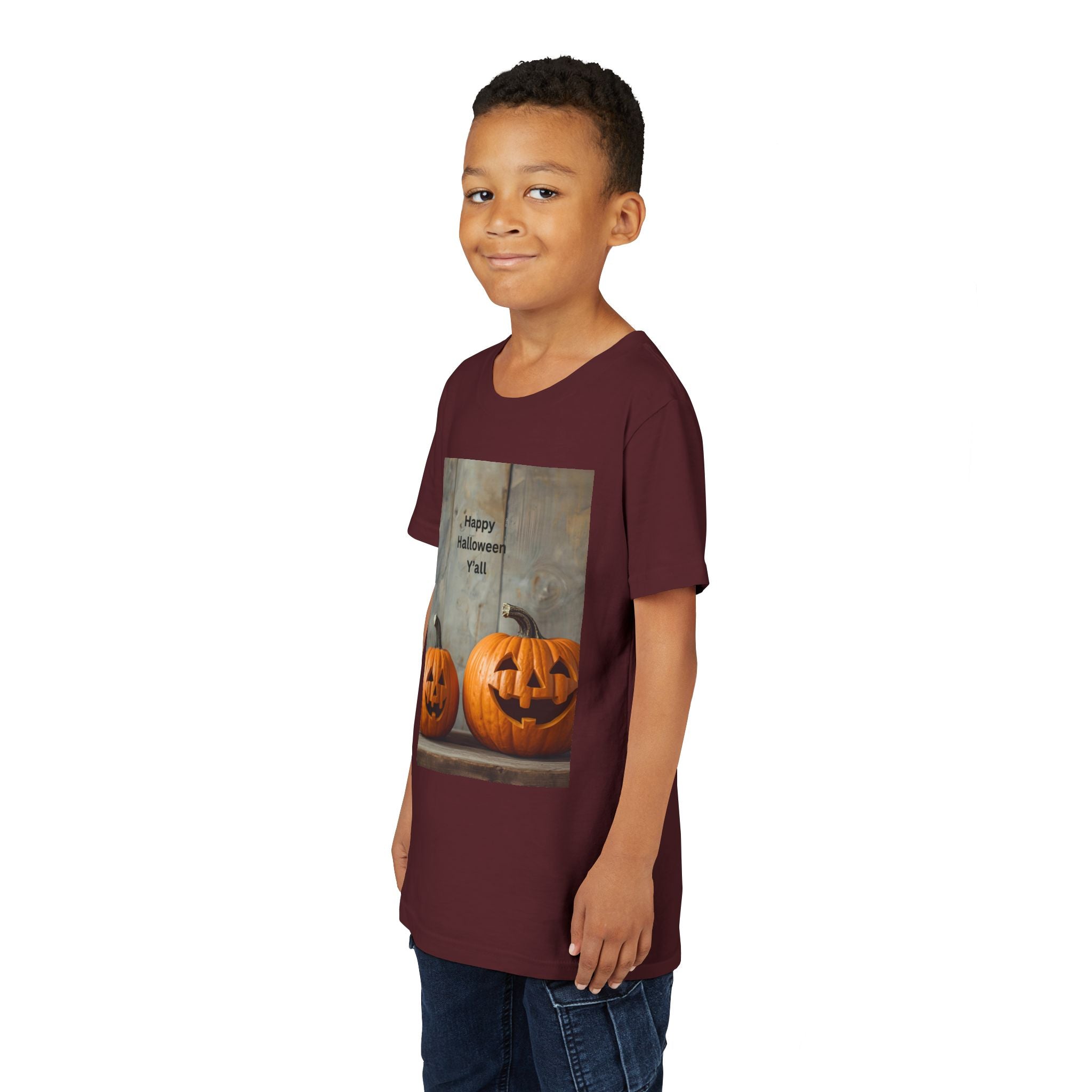 Halloween Pumpkin Youth Tee, Spooky Kids Shirt, Pumpkin Graphic Tee, Fall Celebration Gift, Trick or Treat Outfit