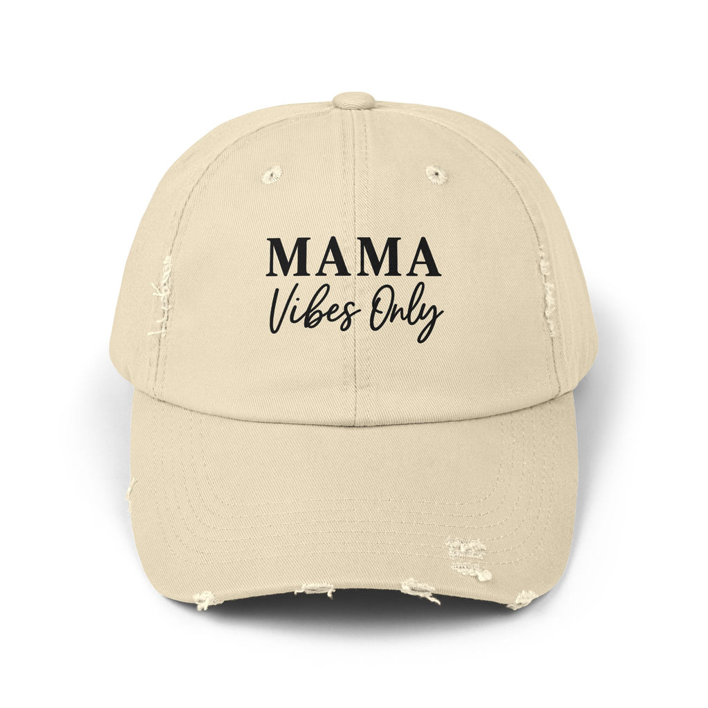 Mama Mode Mama Vibes Only Distressed Baseball Cap — Casual Motherhood Hat