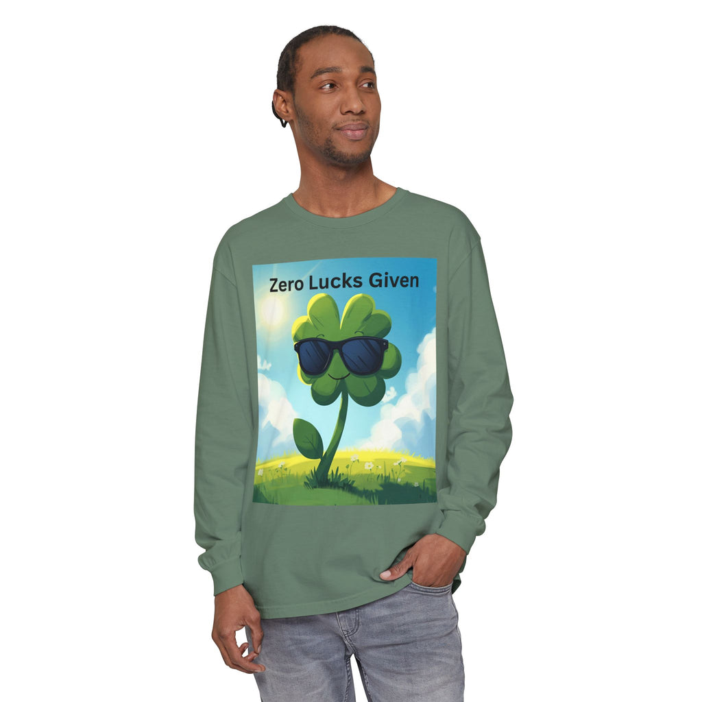 Zero Lucks Given Unisex Garment-dyed Long Sleeve T-Shirt