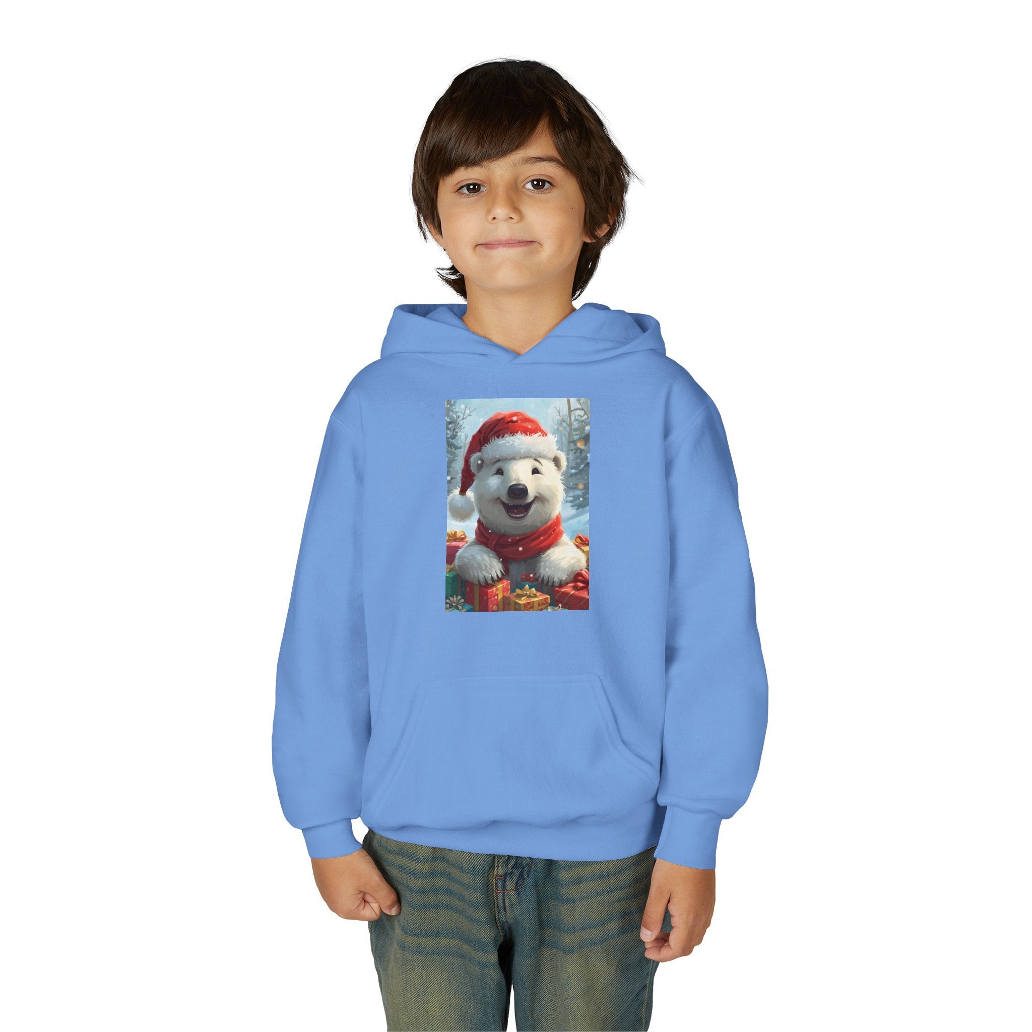Christmas Bear Youth Heavy Blend Hooded Sweatshirt