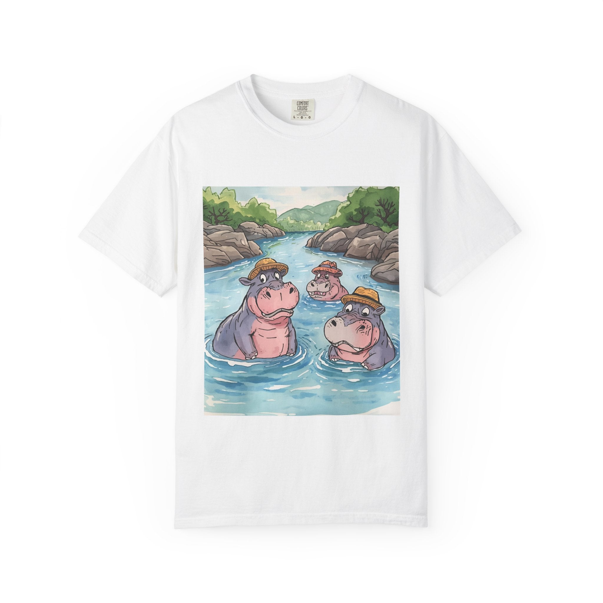 Hippo Adventure Unisex T-Shirt, Cute Animal Tee, Gift for Nature Lovers, Casual Wear, Birthday and Summer Vibe