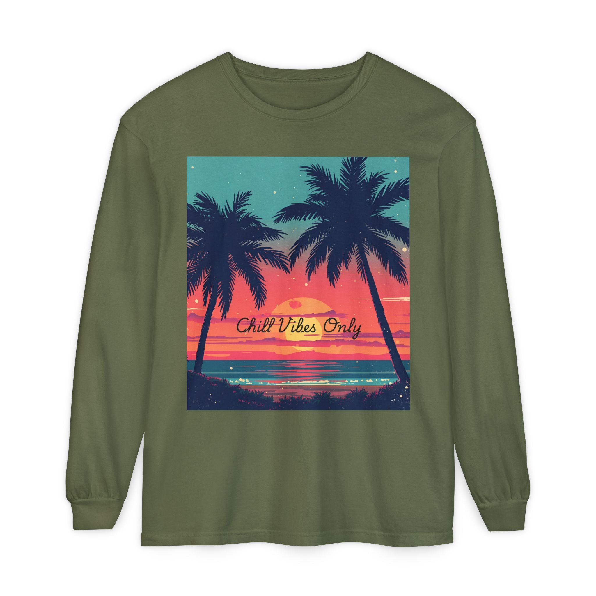 Tropical Sunset Unisex Garment-dyed Long Sleeve T-Shirt