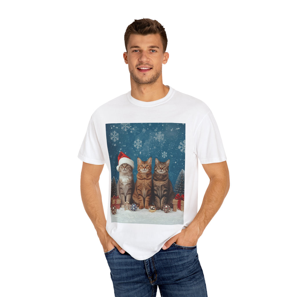 Cute Christmas Festive Cat T-Shirt, Holiday Cat Tee, Christmas Gift, Unisex T-Shirt, Pet Lover Apparel, Cute Animal Shirt, Winter Style