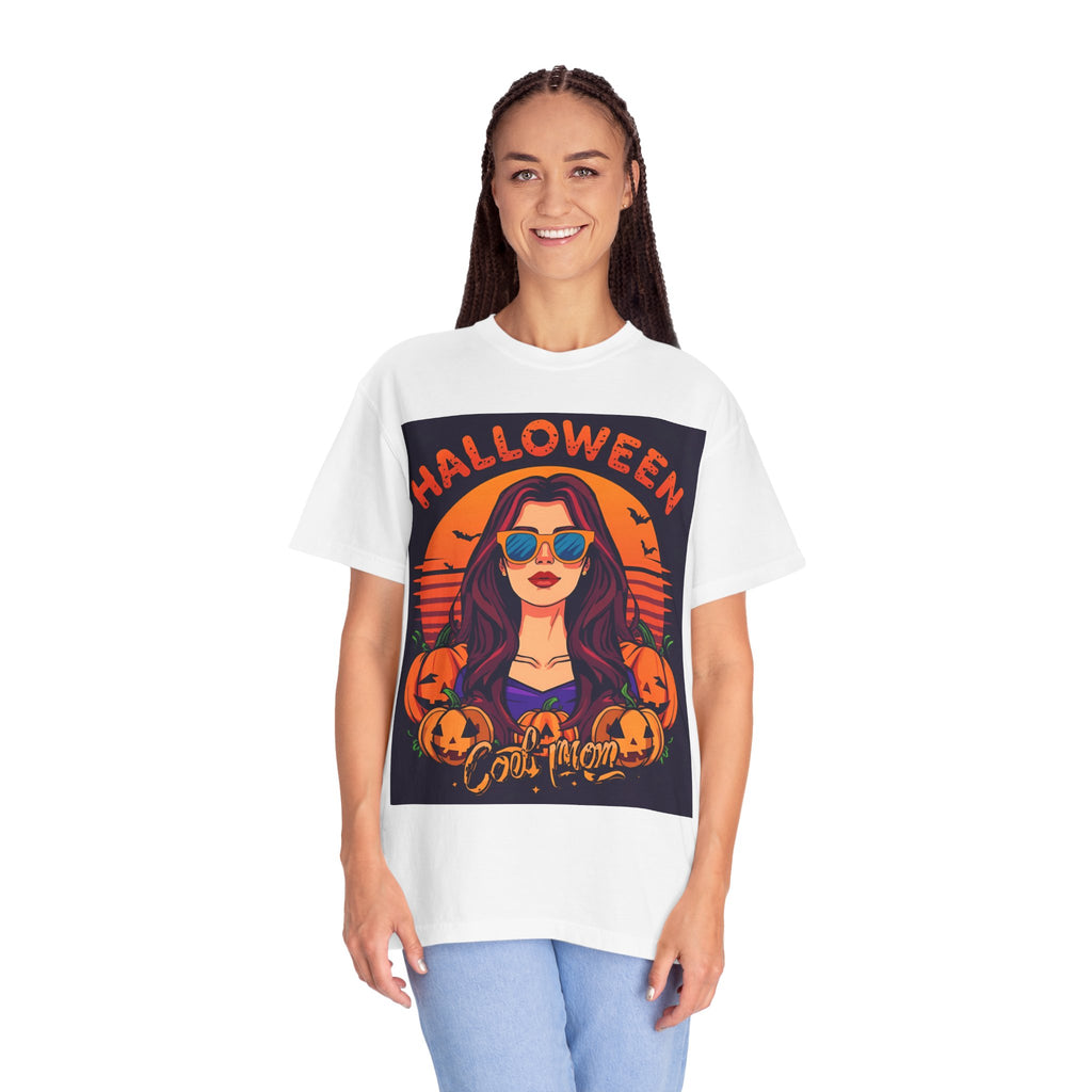 Halloween Cool Mom T-Shirt, Unisex Garment-Dyed Tee, Spooky Season Apparel, Fall Fashion, Halloween Costume Shirt