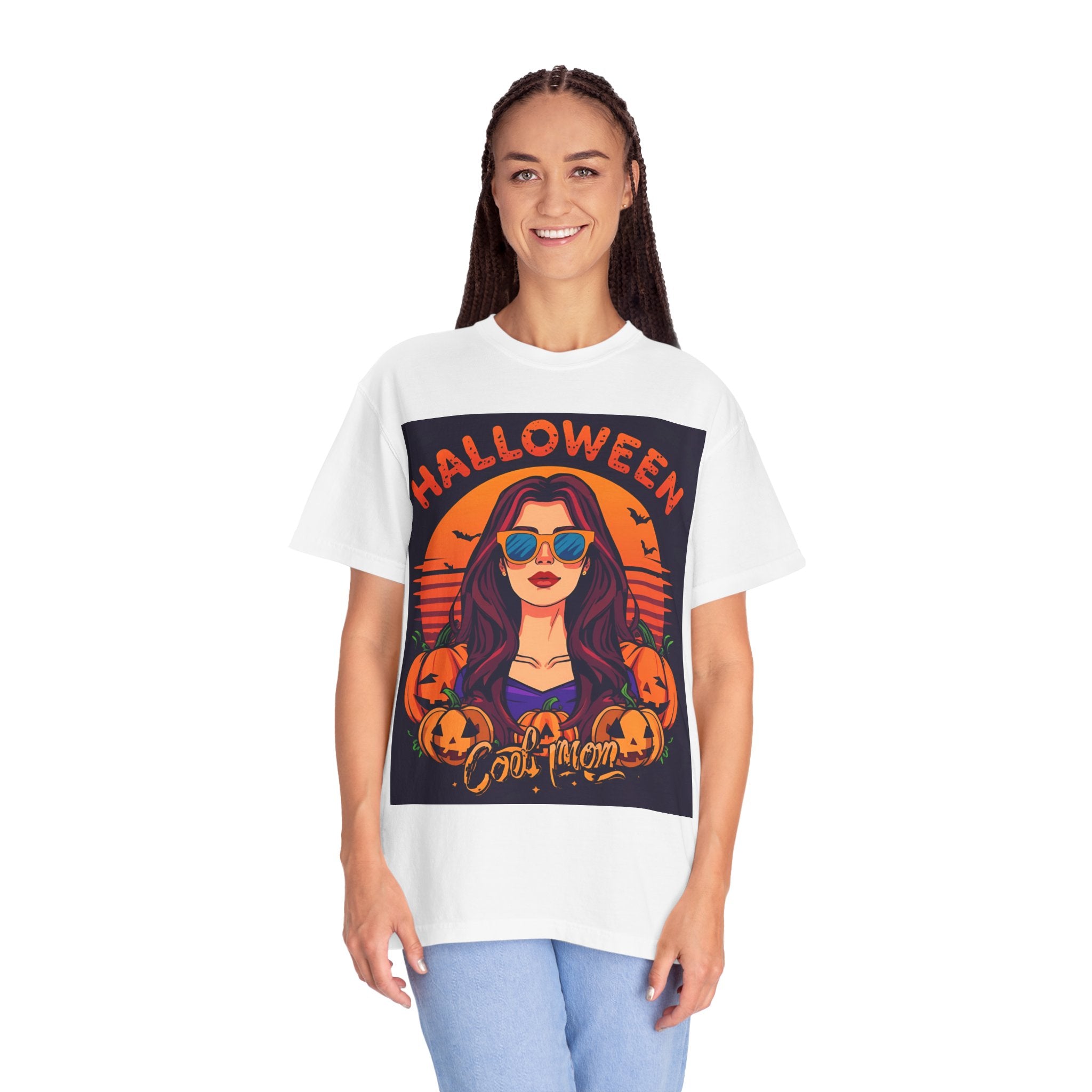 Halloween Cool Mom T-Shirt, Unisex Garment-Dyed Tee, Spooky Season Apparel, Fall Fashion, Halloween Costume Shirt