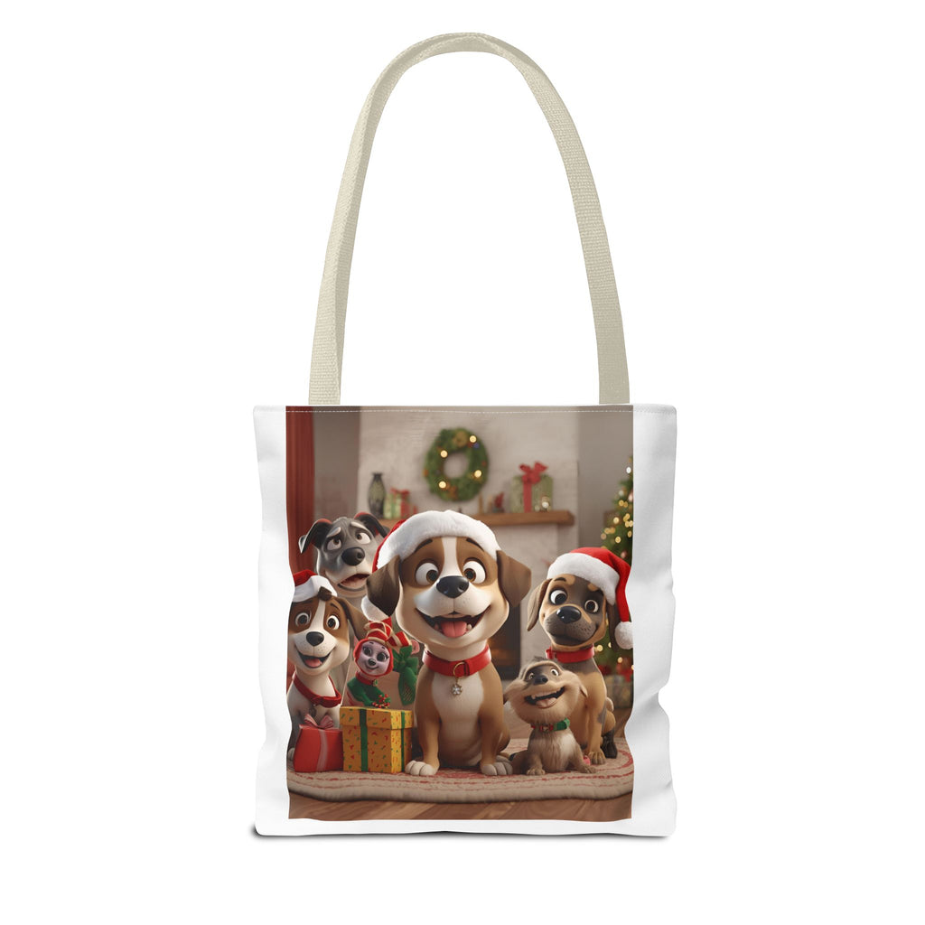 Cute Christmas Festive Dog Lovers Tote Bag, Cute Christmas Gift for Animal Lovers, Holiday Shopping, Pet Owner Accessory, Reusable Bag