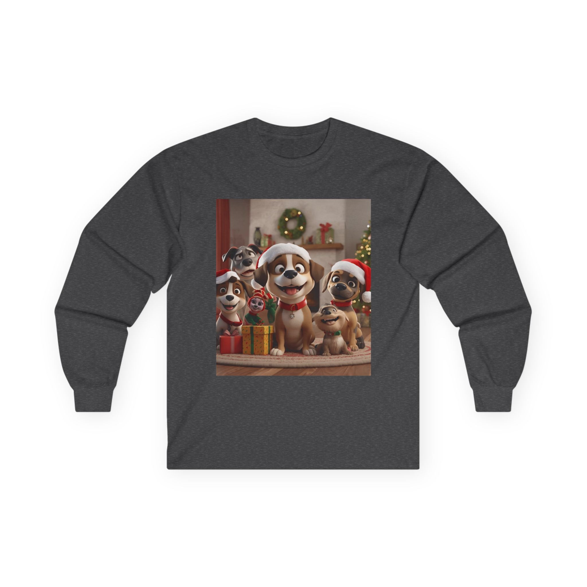 Cute Dog Christmas Long Sleeve Tee, Holiday Gift for Dog Lovers, Cozy Pet Apparel, Winter Wear, Fun Xmas T-shirt