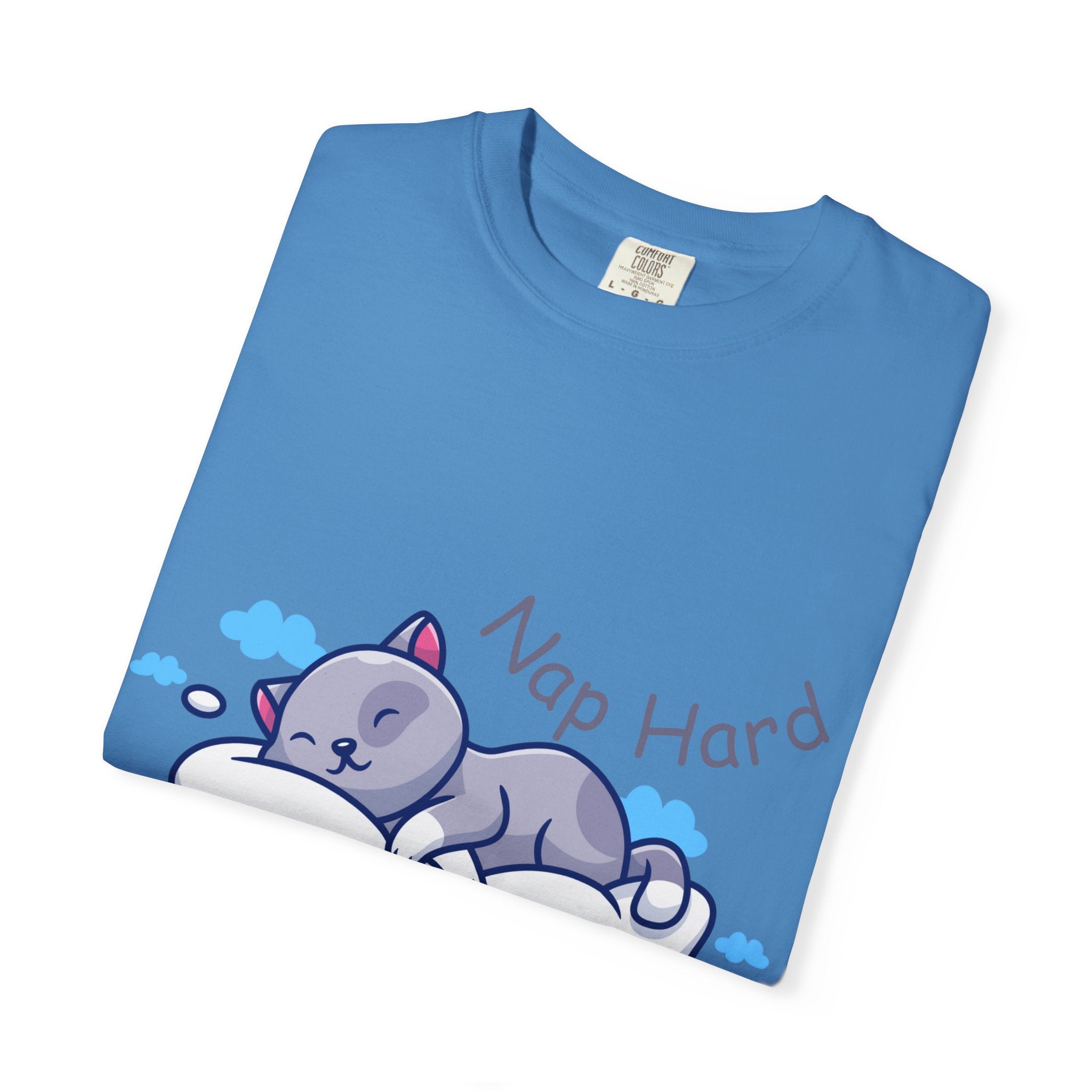 Cat Nap Graphic T-shirt, Cute Cat Tee, Relaxed Fit Apparel, Gift for Cat Lovers, Cozy Lounge Wear, Funny Pet Humor Top