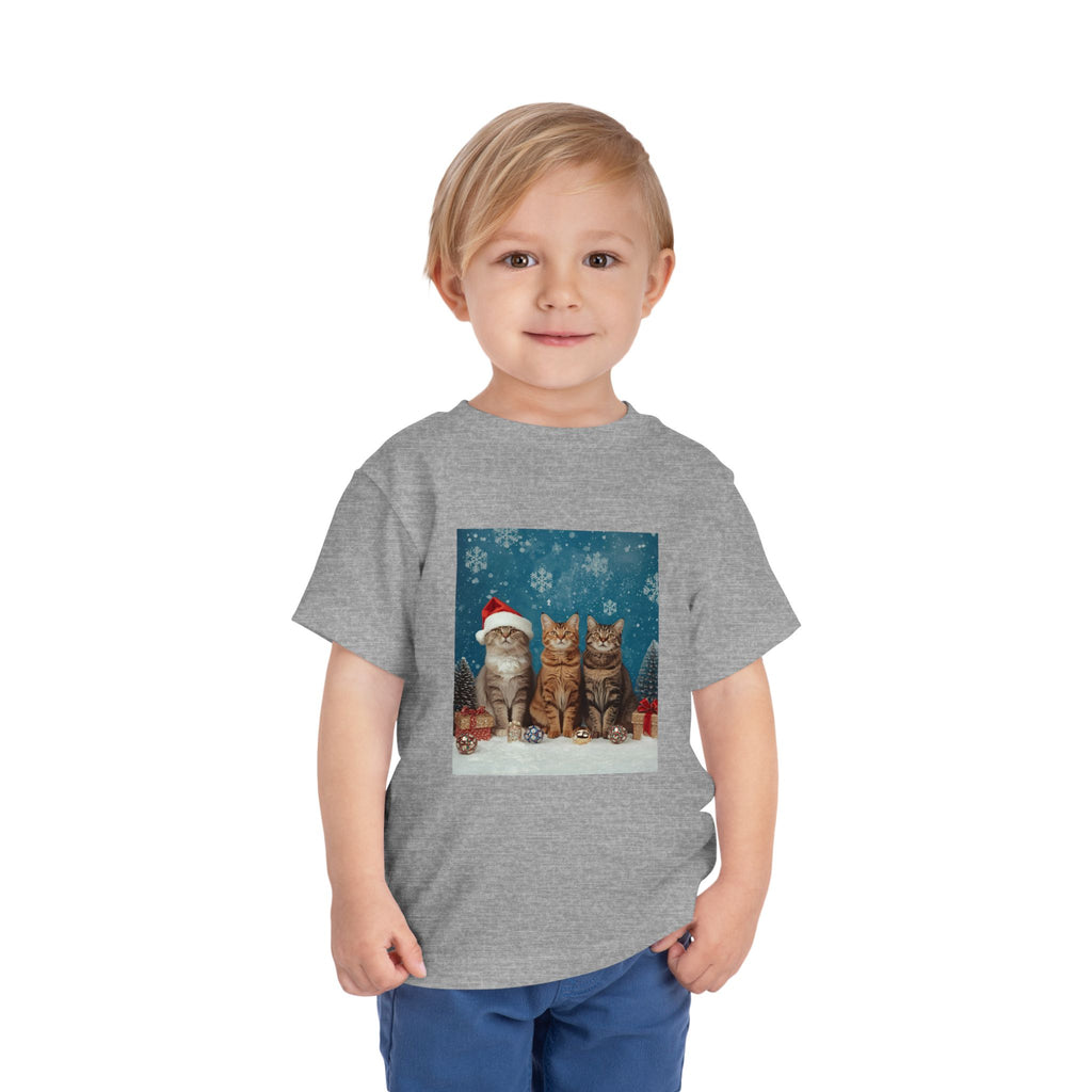 Cute Cat Festive Christmas Toddler Short Sleeve Tee
