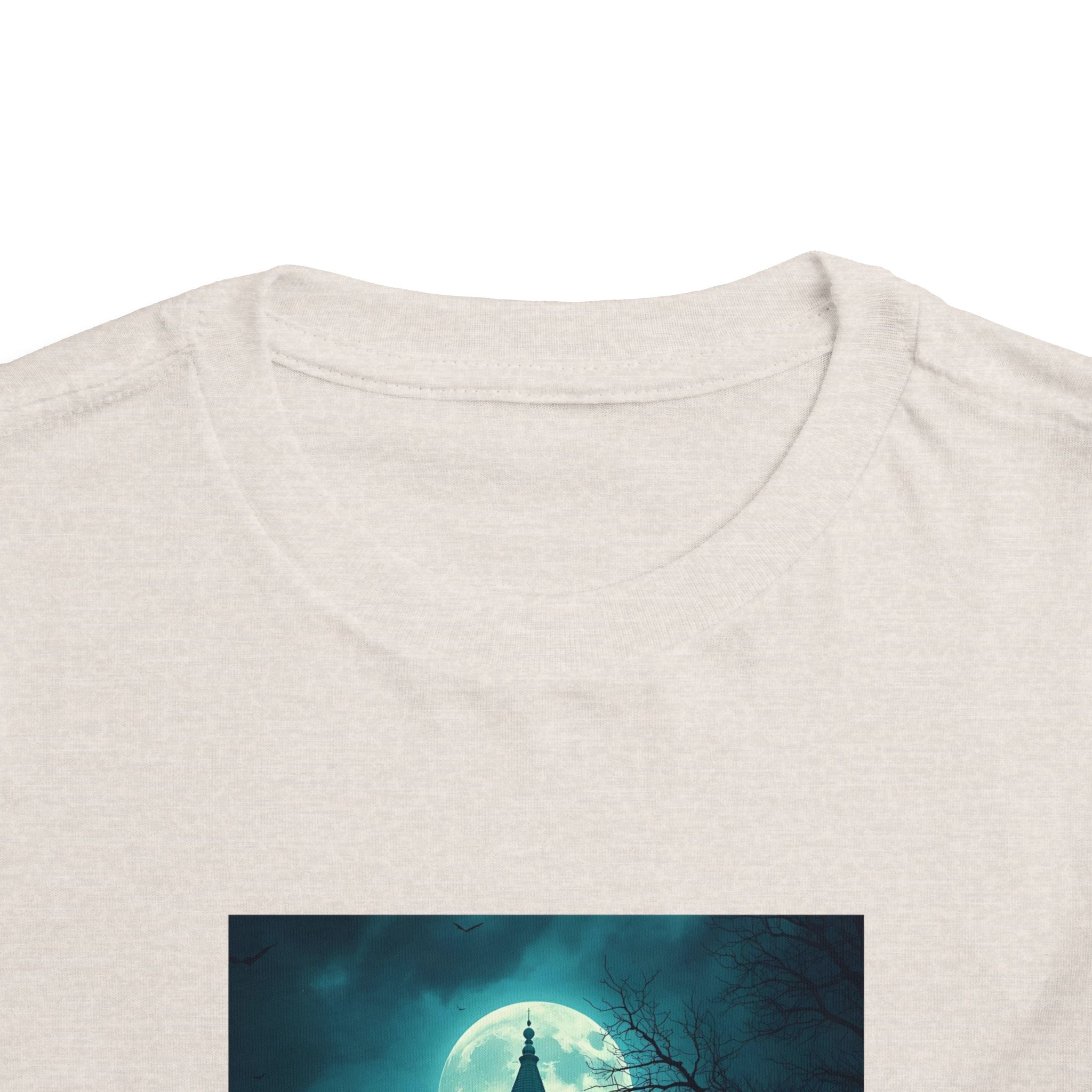 Haunted Moonlight Toddler Halloween Short Sleeve Tee, Ghostly Castle Shirt, Spooky Toddler Tee, Kids Halloween Costume Top, Fall Festivity Apparel