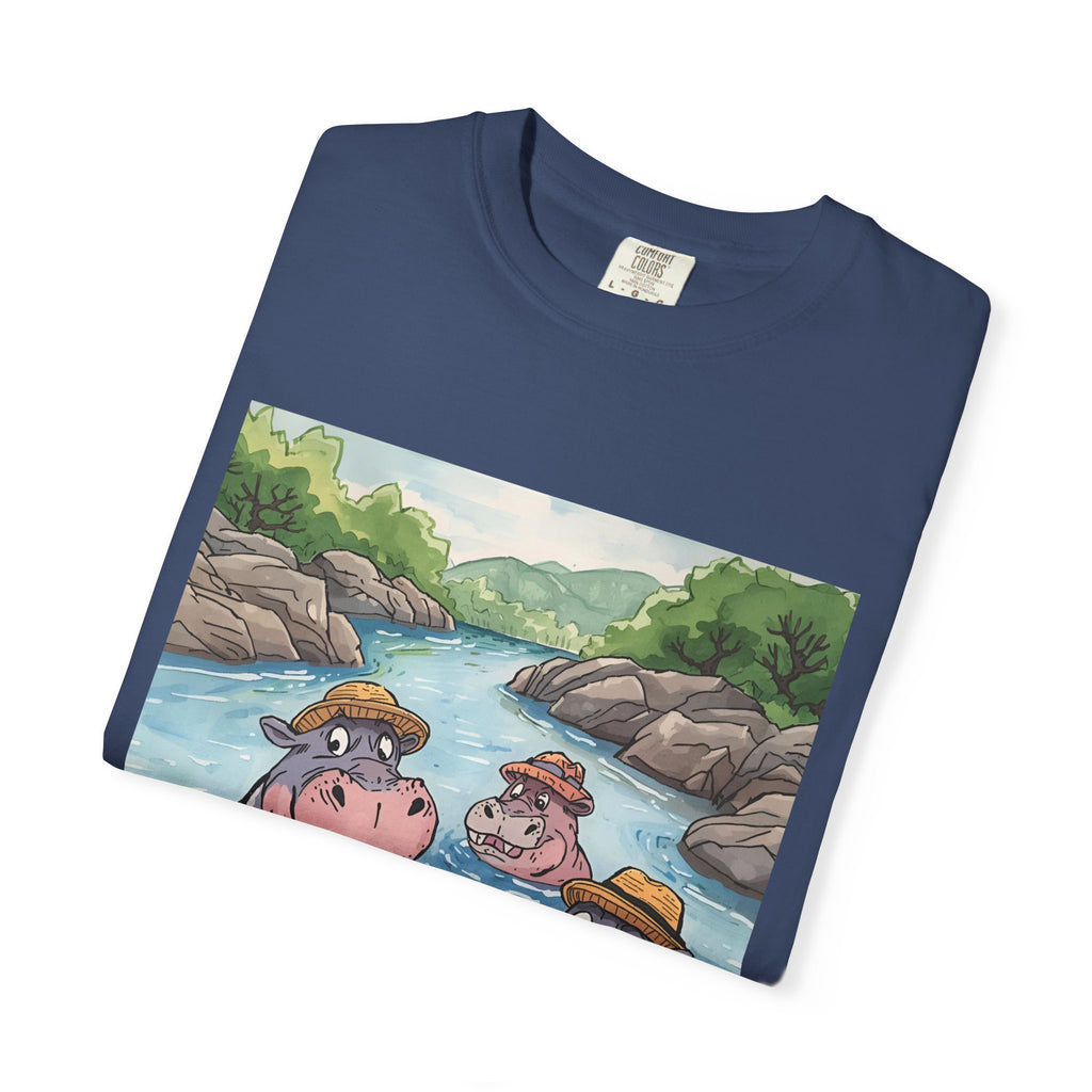 Hippo Adventure Unisex T-Shirt, Cute Animal Tee, Gift for Nature Lovers, Casual Wear, Birthday and Summer Vibe