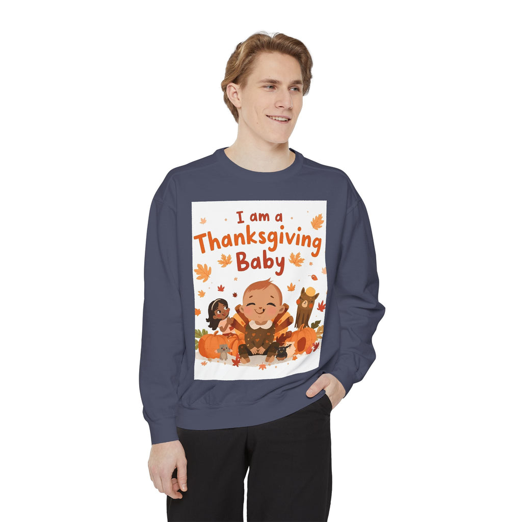 I Am A Thanksgiving Baby Unisex Garment-Dyed Sweatshirt