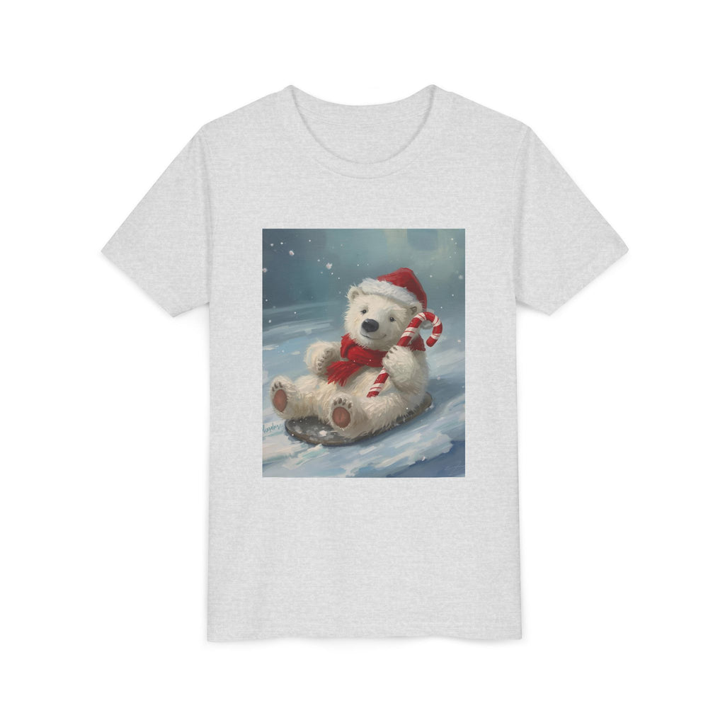 Cute Christmas Bear Youth Short Sleeve Tee