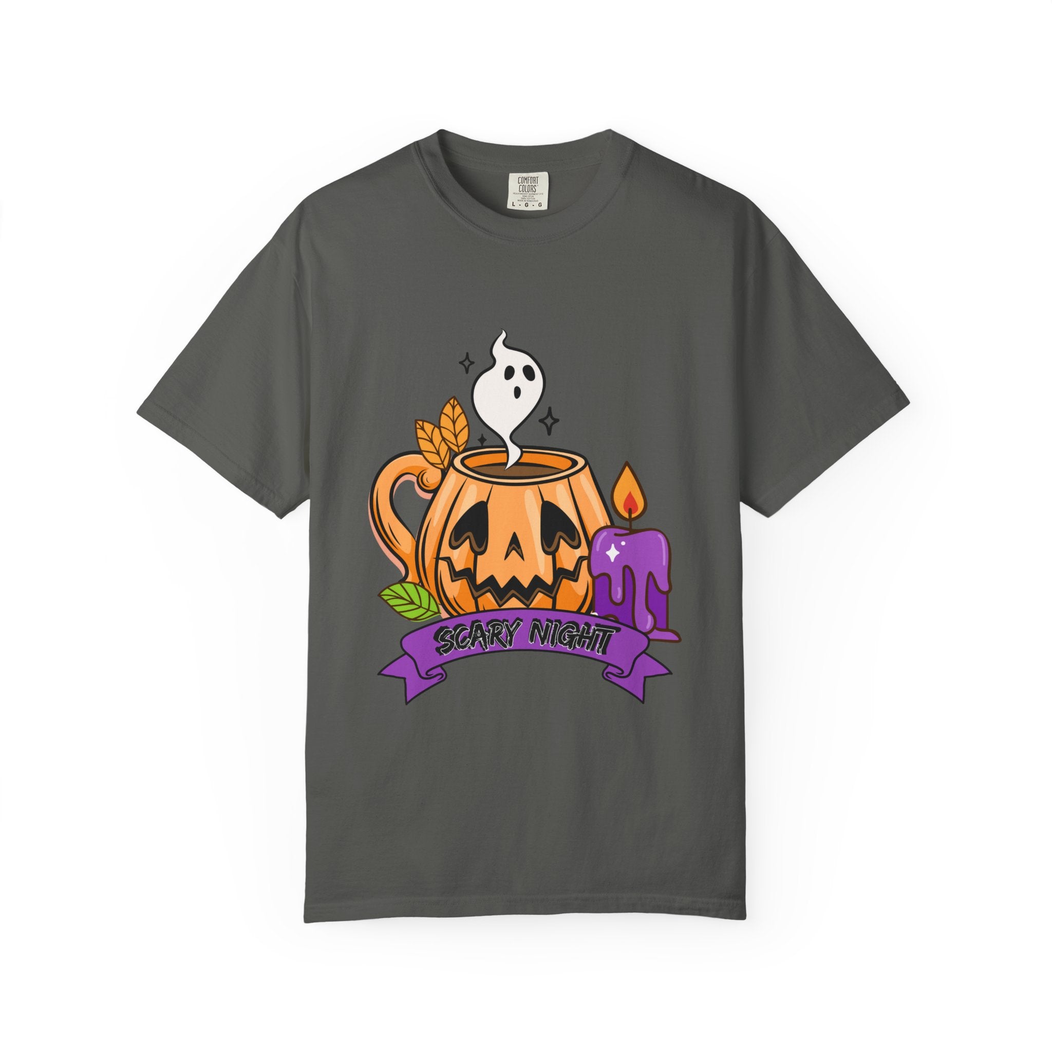 Halloween Themed Cute Pumpkin In Cup T-shirt, Scary Night Design, Unisex Top, Fall Fashion, Spooky Gift, Autumn Celebration Tee
