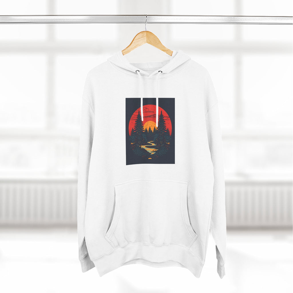 Cozy Nature Sunset Hoodie, Graphic Fleece Sweatshirt, Outdoor Apparel, Fall Fashion, Gift for Nature Lovers, Winter Wear