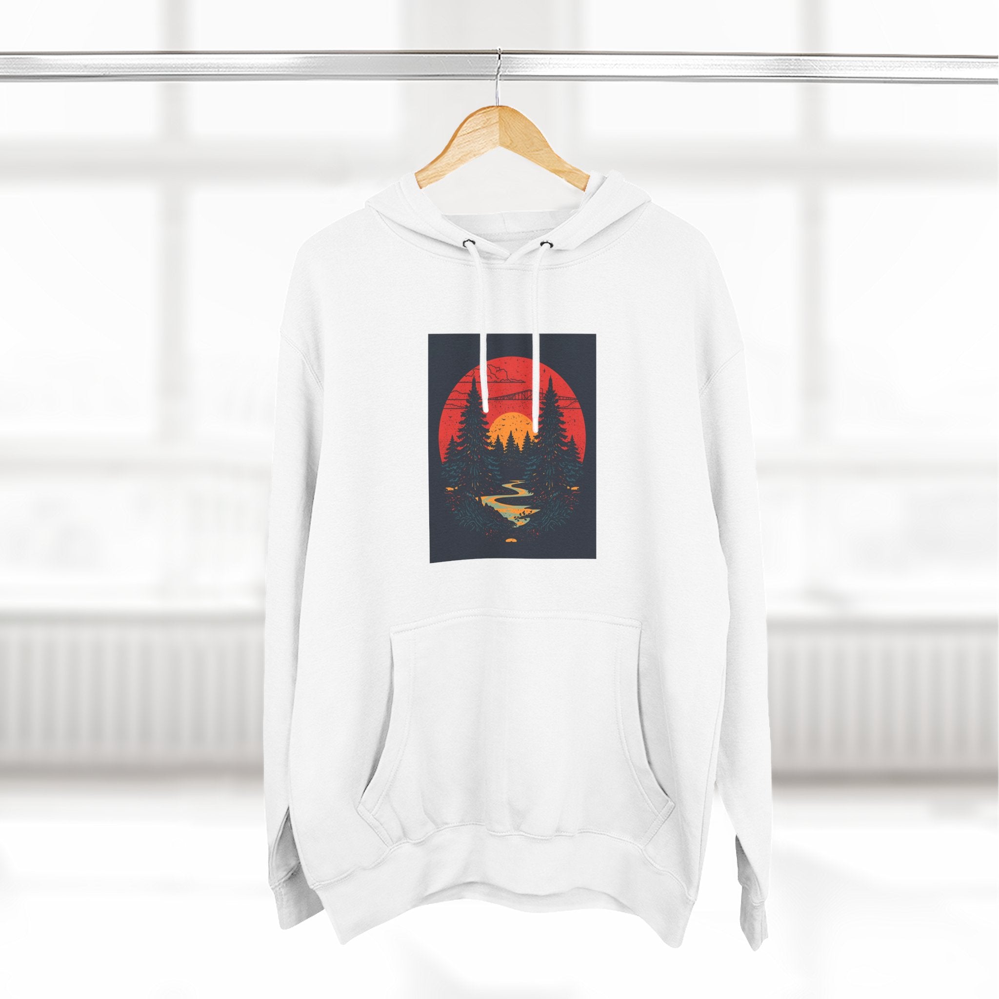 Cozy Nature Sunset Hoodie, Graphic Fleece Sweatshirt, Outdoor Apparel, Fall Fashion, Gift for Nature Lovers, Winter Wear