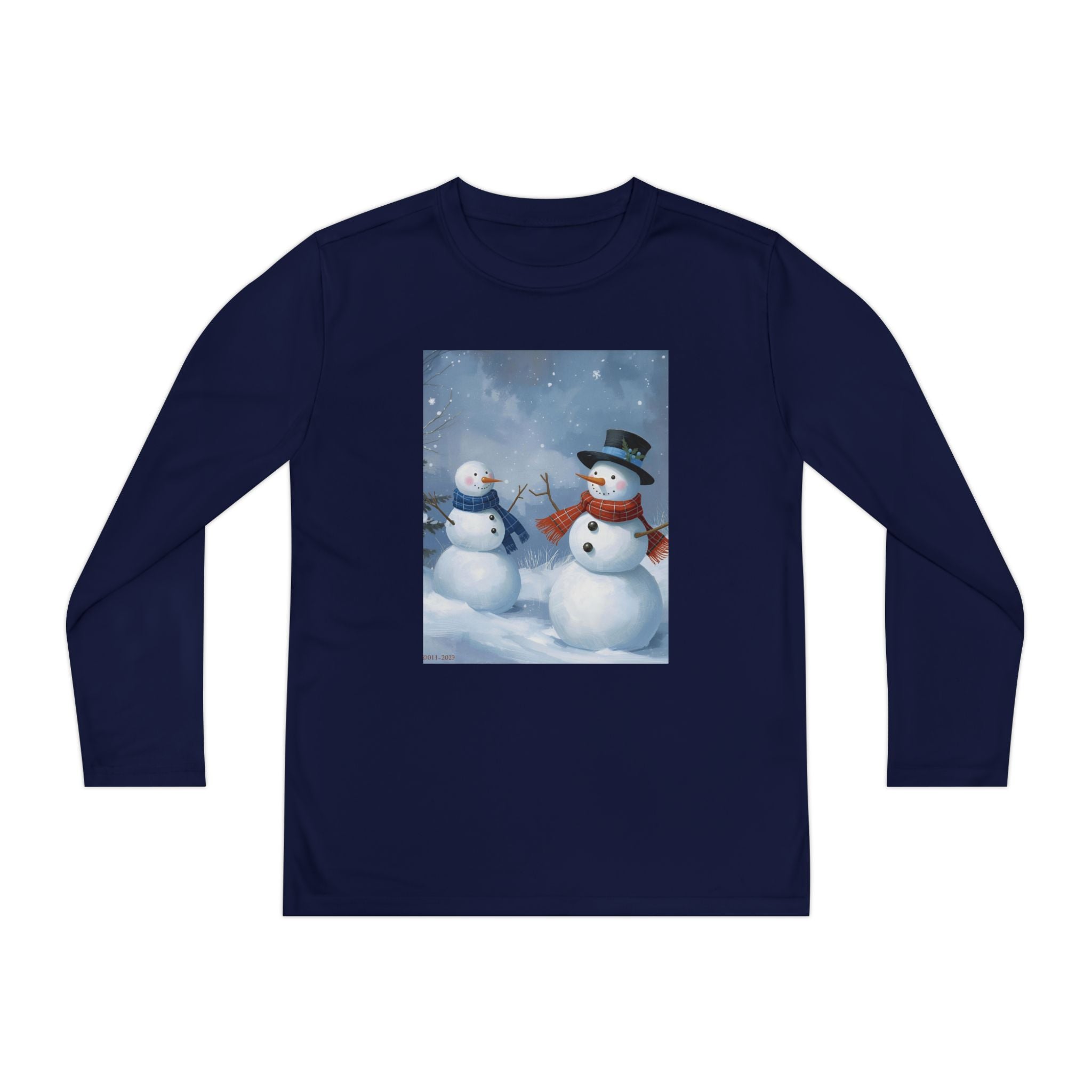 Christmas Snowman Family Youth Long Sleeve Competitor Tee