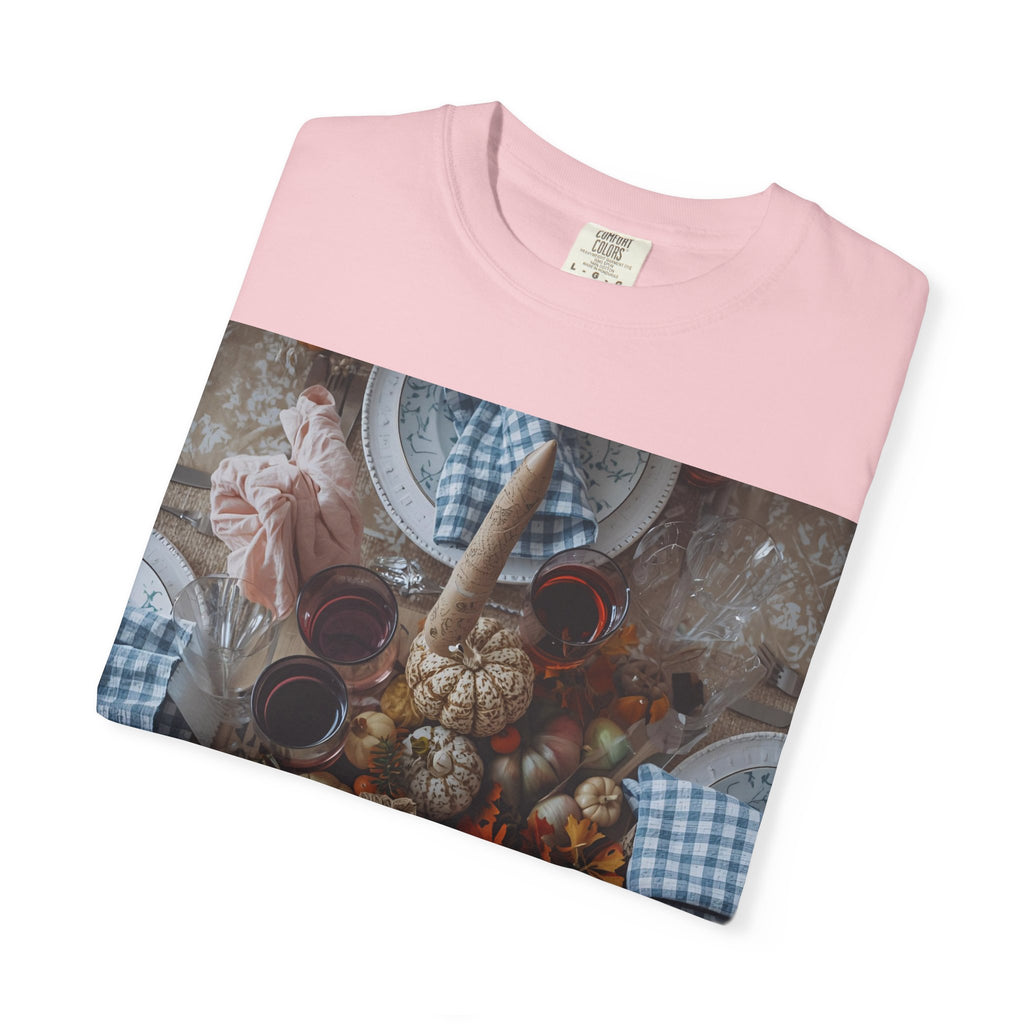 Rustic Gatherings Feast Unisex T-Shirt | Cozy Fall Apparel, Thanksgiving Casual Wear, Gift for Food Lovers, Unique Kitchen Decor, Autumn Gathering Tee