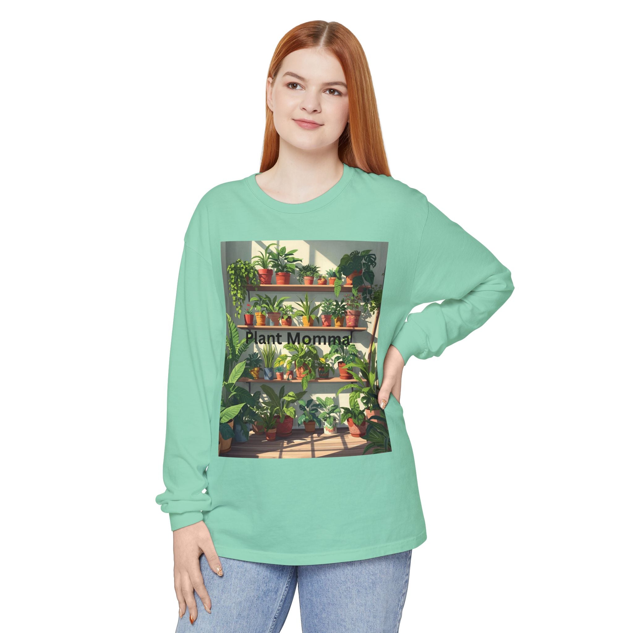 Plant Momma Long Sleeve T-Shirt, Perfect for Plant Lovers, Gardening Gifts, Eco-friendly Fashion, Casual Wear, Spring Celebrations